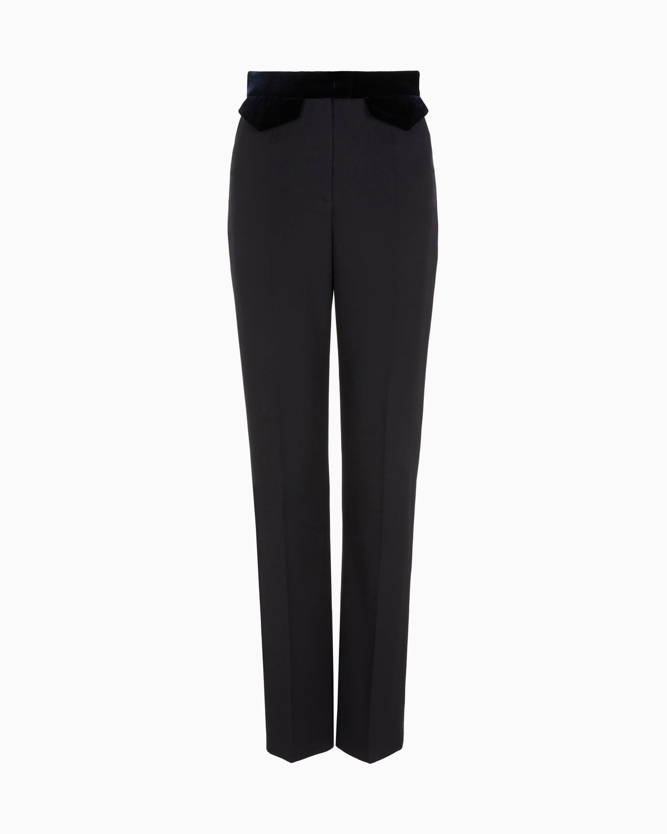 Pantalones rectos de grain de poudre de lana virgen y terciopelo Diapositiva 0