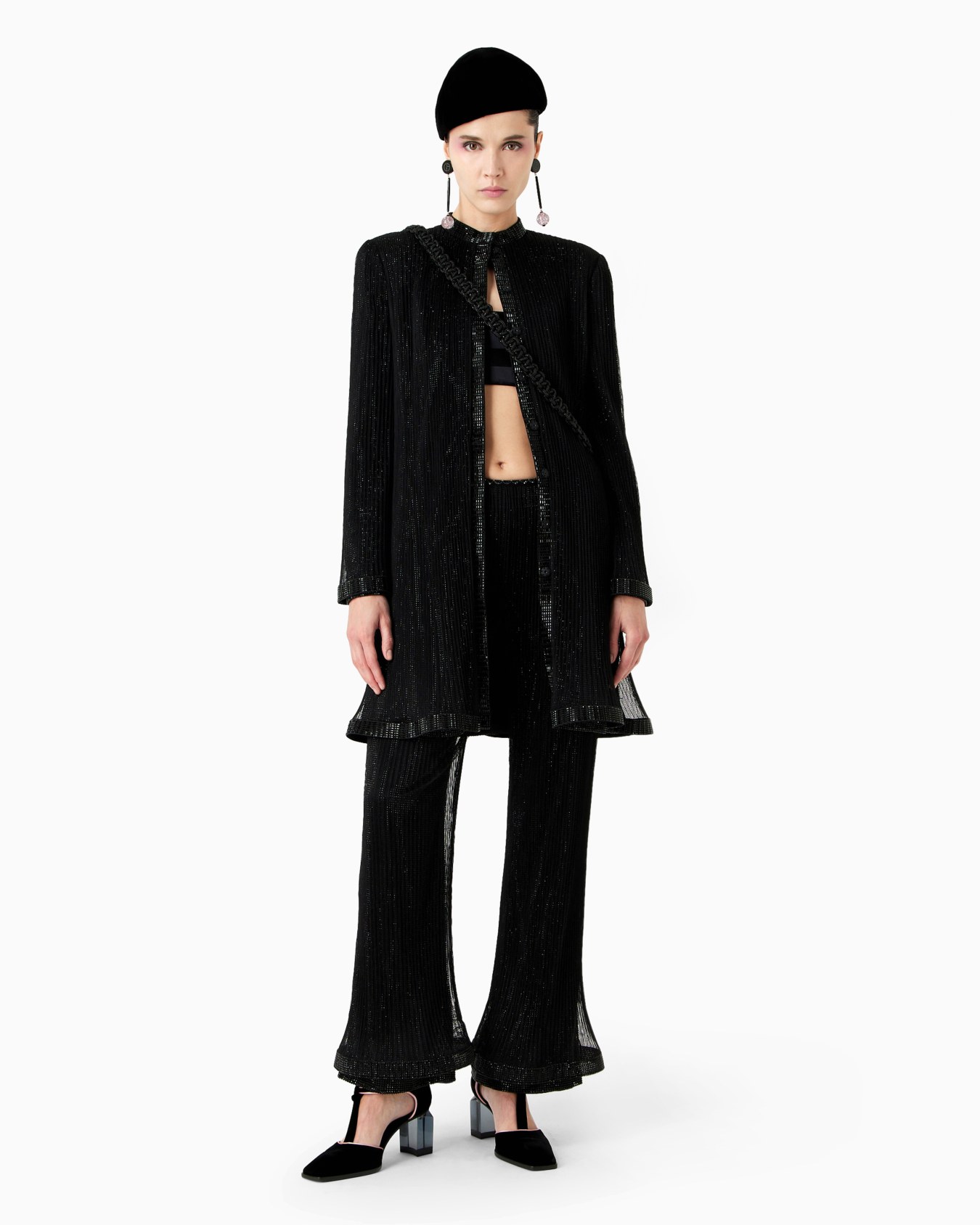 Crystal-embroidered pleated tulle trousers Slide 4
