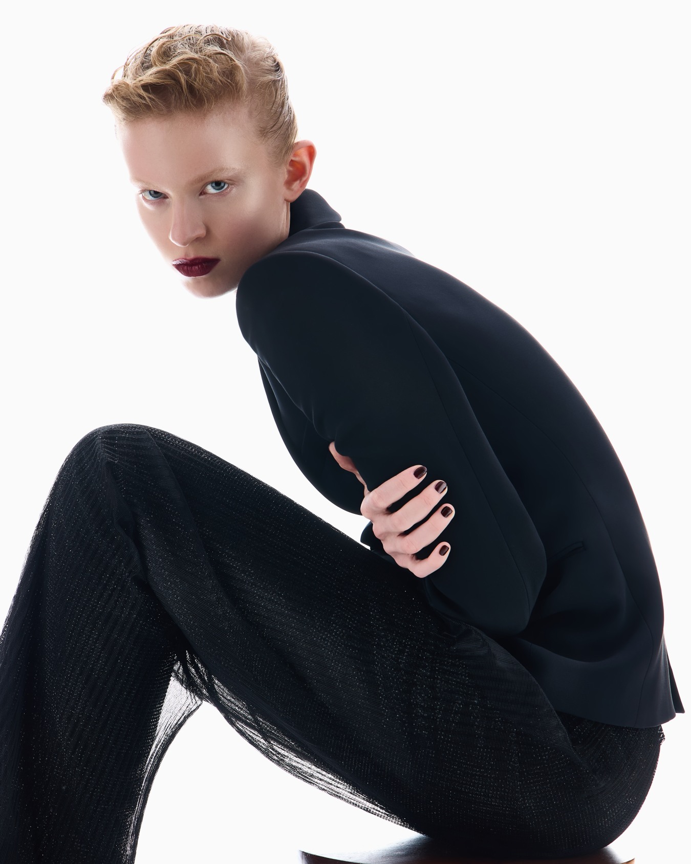 Crystal-embroidered pleated tulle trousers Slide 6