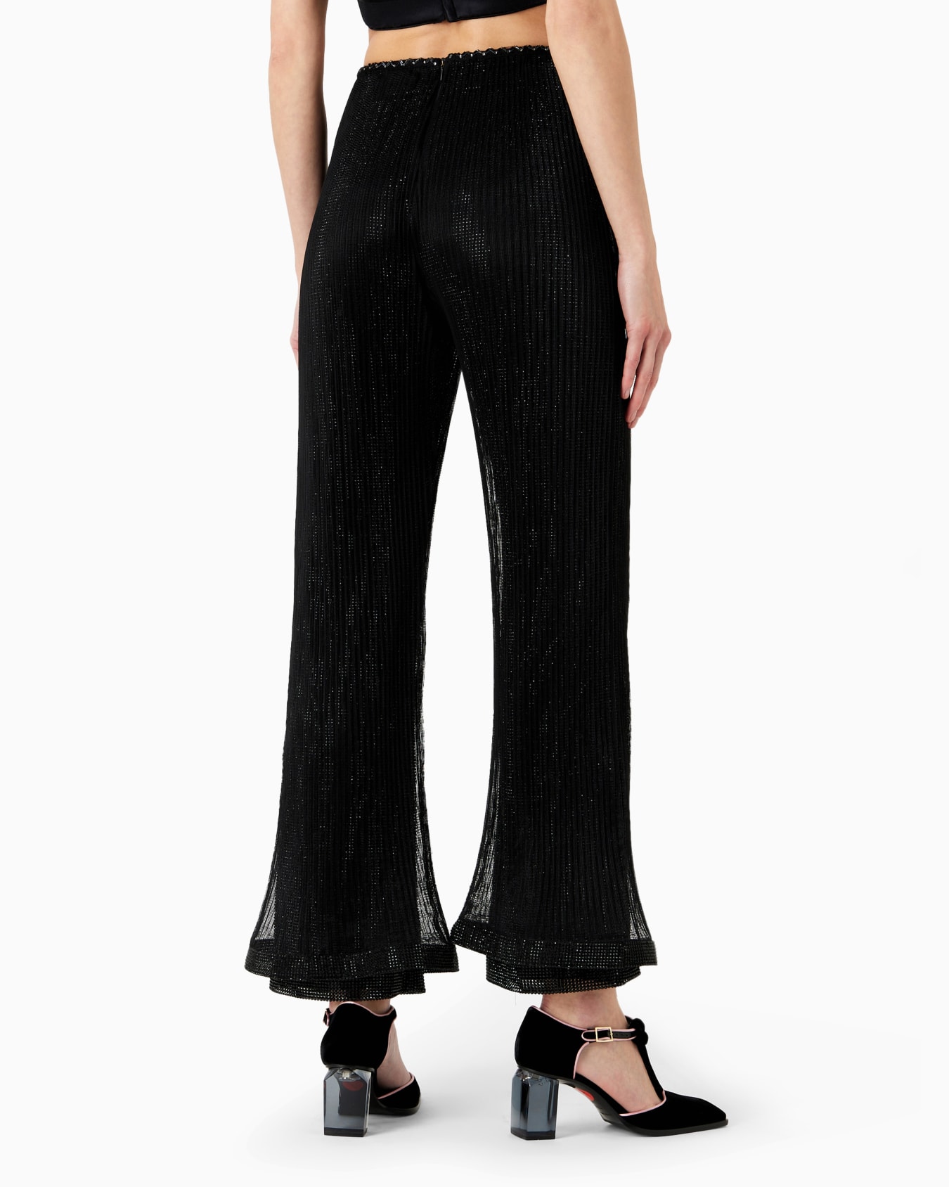 Crystal-embroidered pleated tulle trousers Slide 3