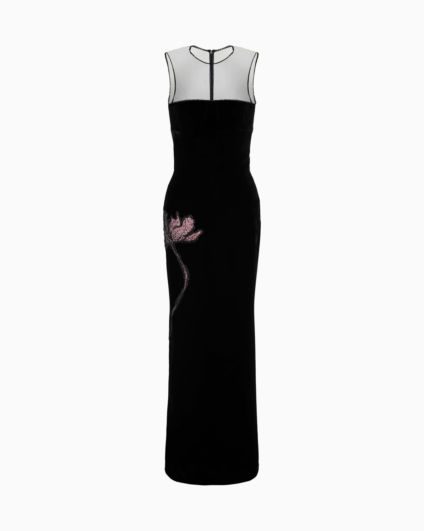 Long velvet dress with floral embroidery Diapositiva 0