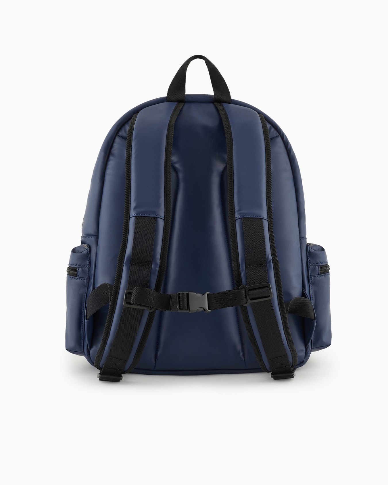 Multi-pocket backpack in coated fabric with logo crest patch Slide 2