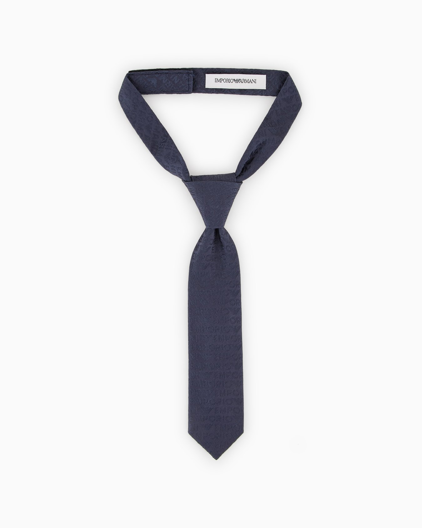 Cravatta in pura seta jacquard logo lettering all over Slide 0