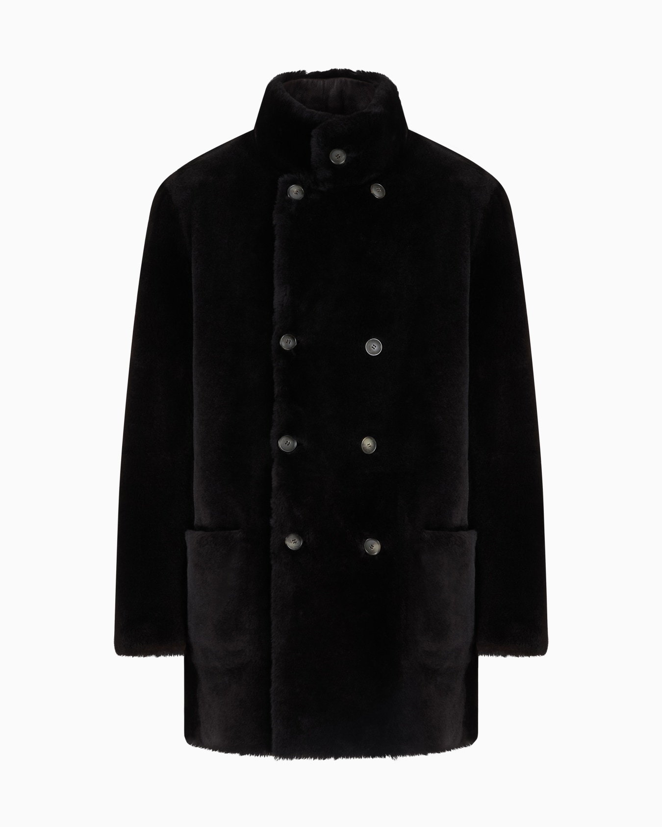 Reversible, double-breasted sheepskin pea coat Slide 0