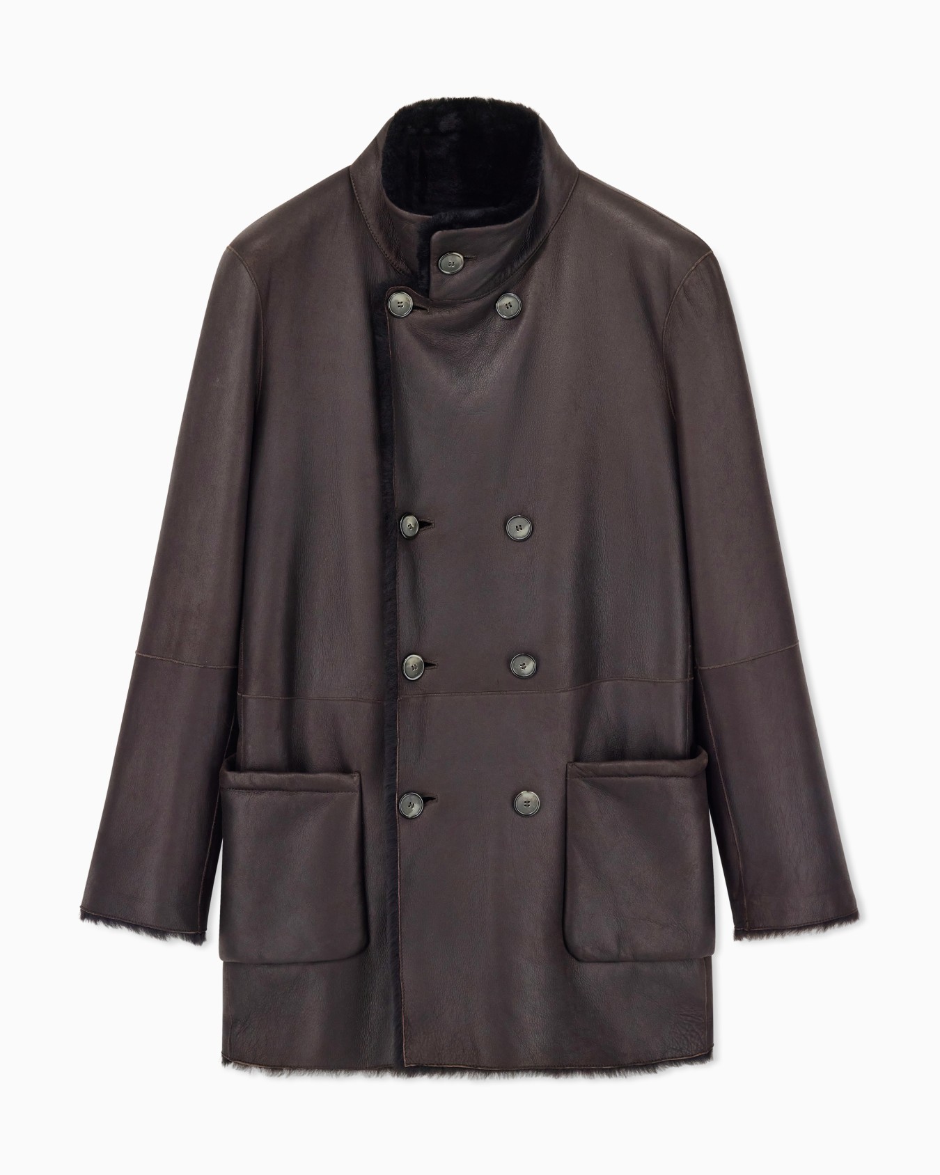 Caban croisé réversible en peau de mouton Diapositive 0