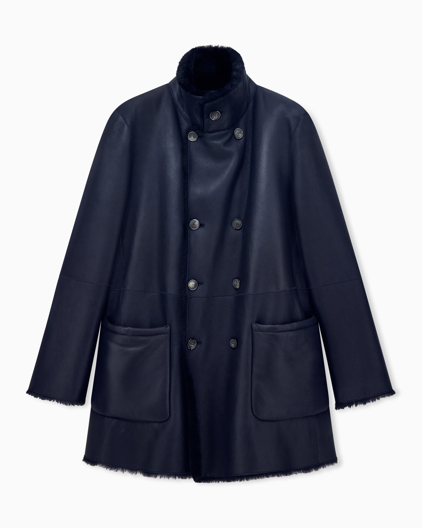 Reversible, double-breasted sheepskin pea coat Slide 0