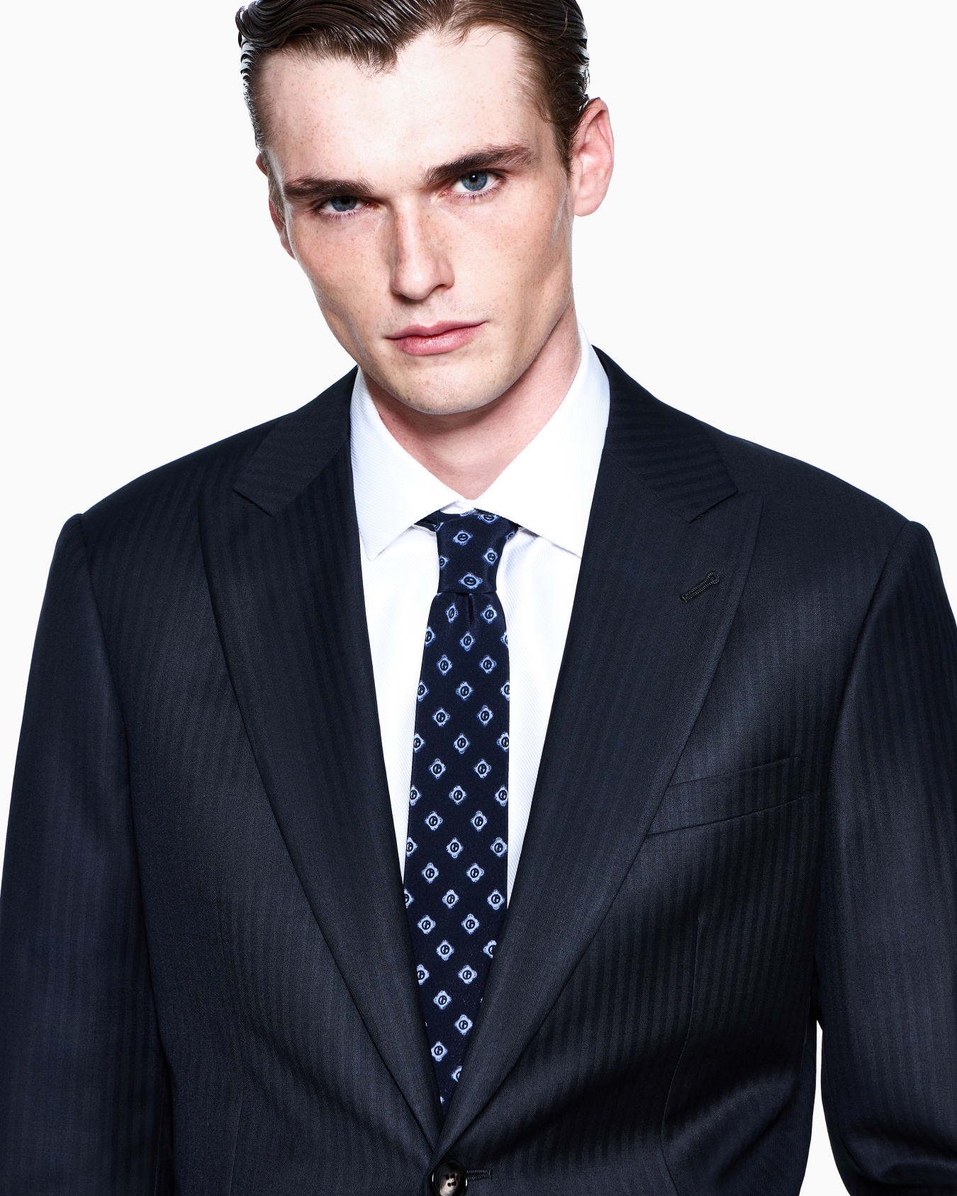 Soho Line single-breasted suit in chevron virgin wool Slide 3