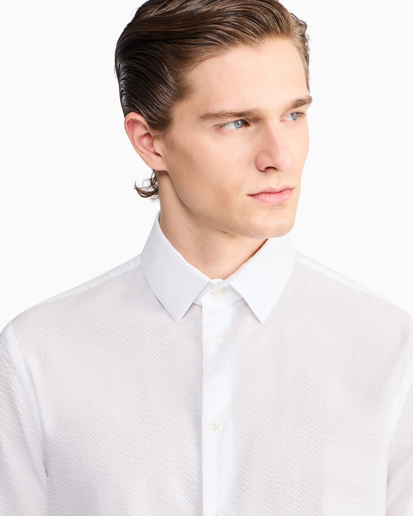 Camicia regular fit a maniche corte in cotone seersucker Slide 6