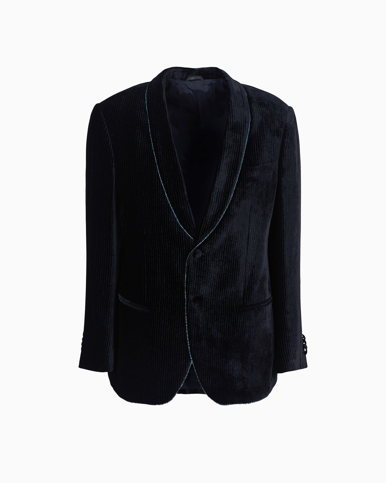 Soho line single-breasted tuxedo jacket in rhinestone-embroidered velvet Slide 0