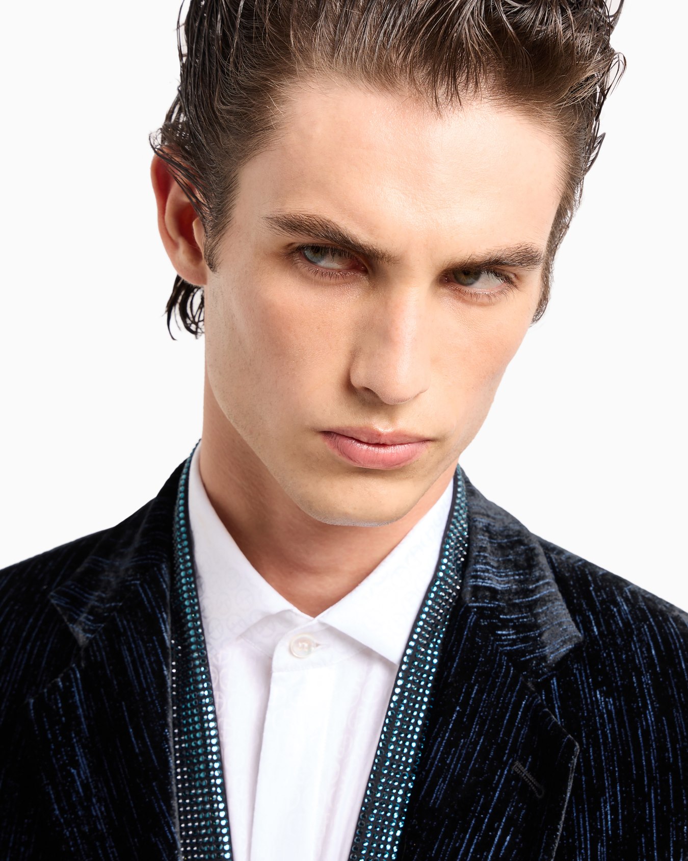 Soho line single-breasted tuxedo jacket in rhinestoned velvet Slide 4