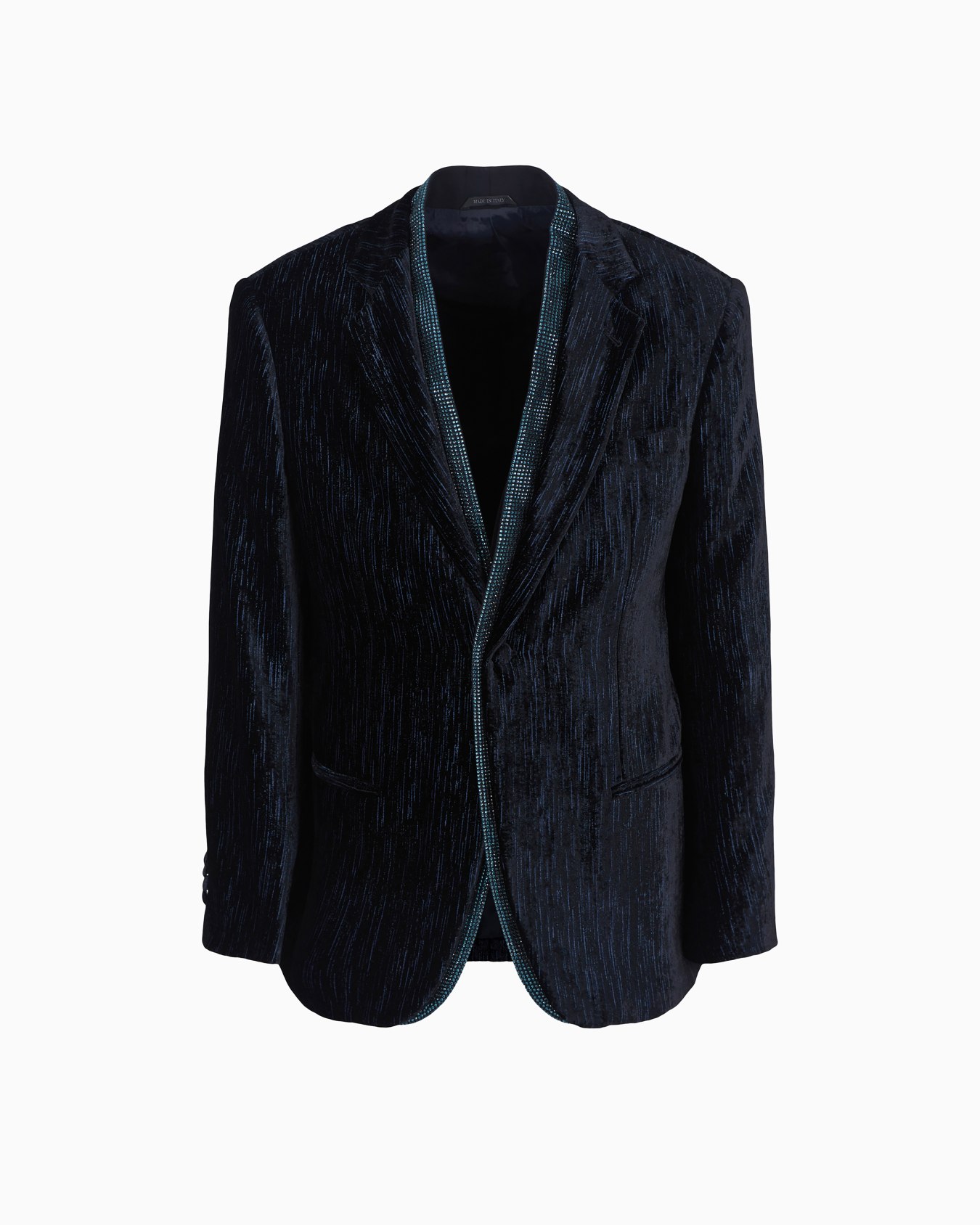 Soho line single-breasted tuxedo jacket in rhinestoned velvet Slide 0