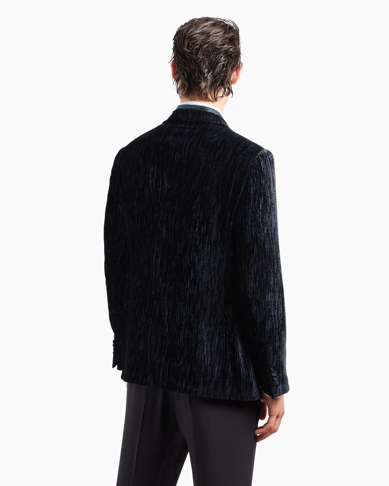 Soho line single-breasted tuxedo jacket in rhinestoned velvet Slide 2