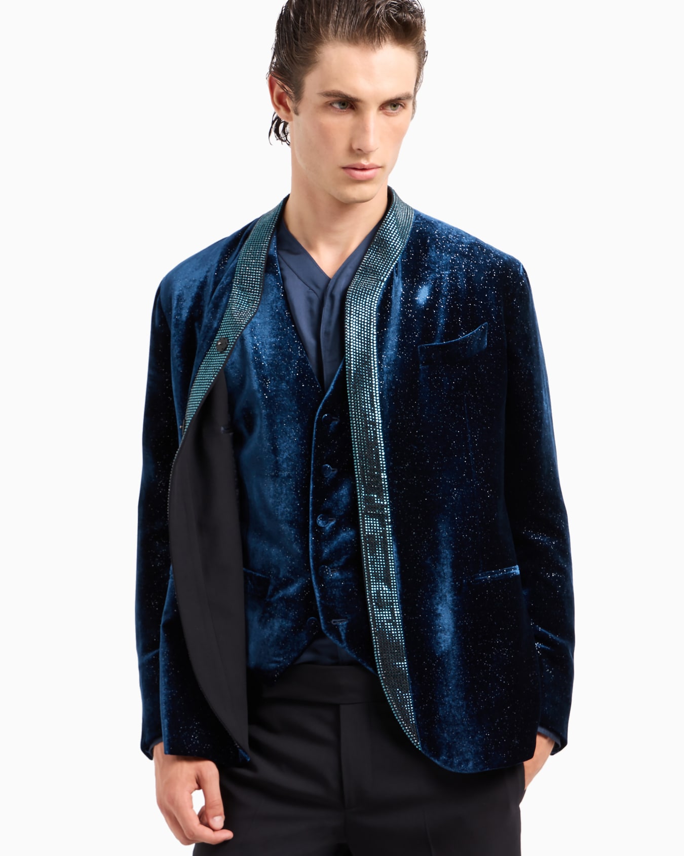 Single-breasted velvet and Lurex waistcoat Slide 5