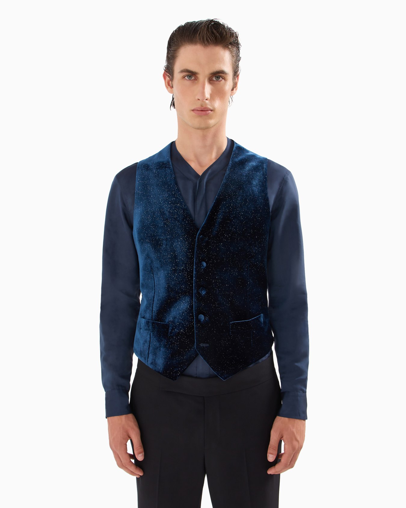 Single-breasted velvet and Lurex waistcoat Slide 3