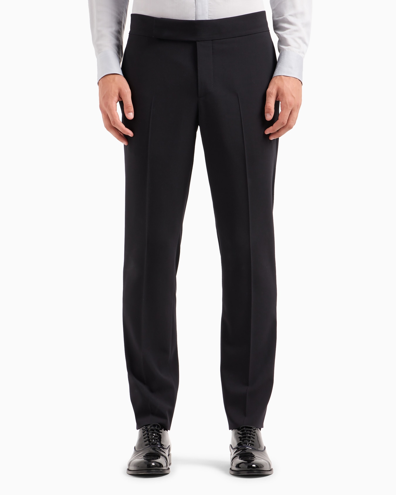 Wool crêpe flat-front trousers Slide 3