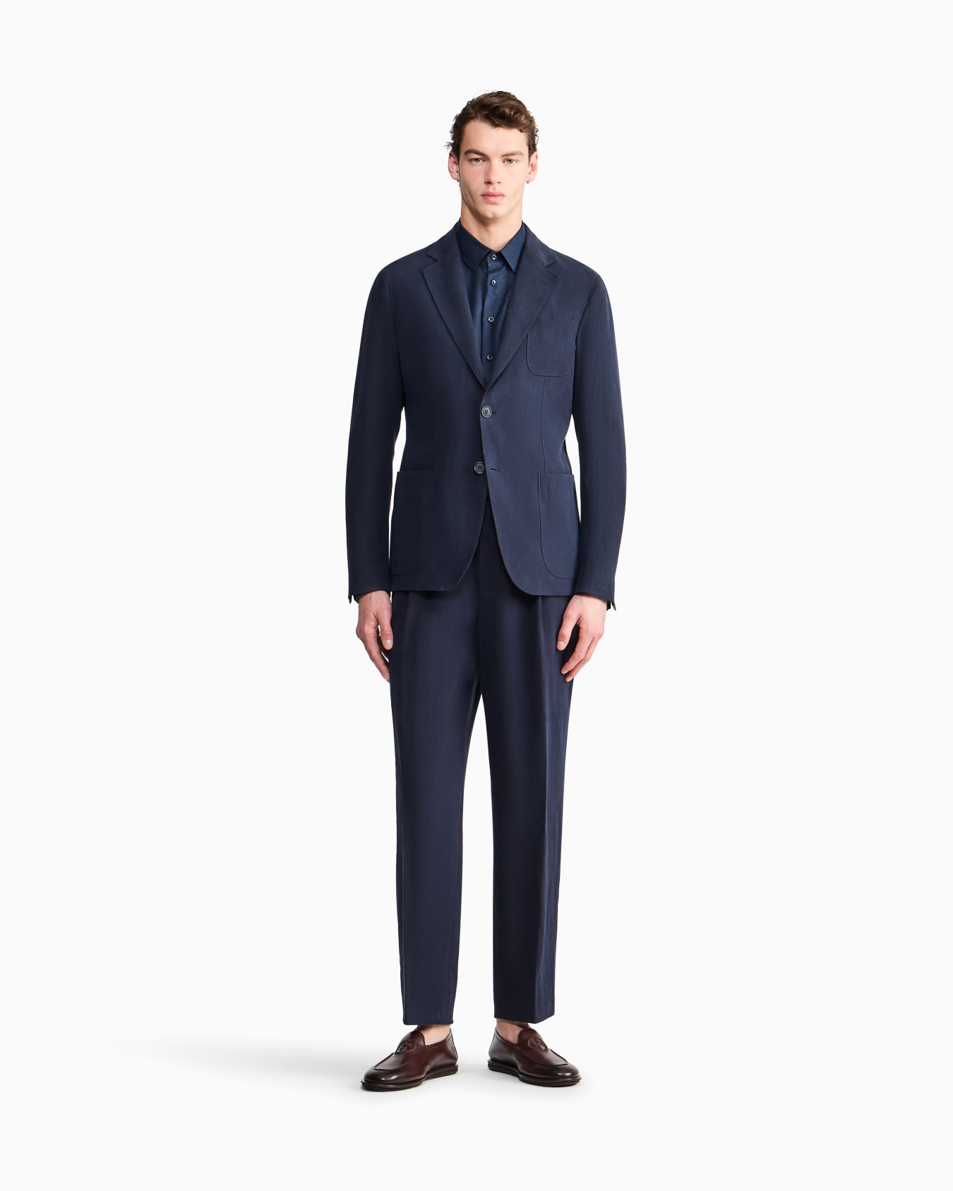 Pantalon à une pince en toile de pur lin Diapositive 1