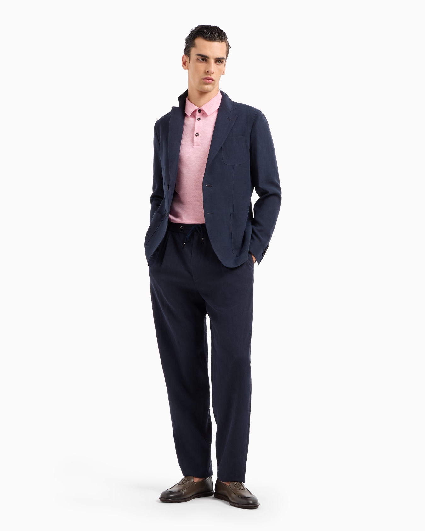Single-dart, pure linen canvas trousers Slide 3