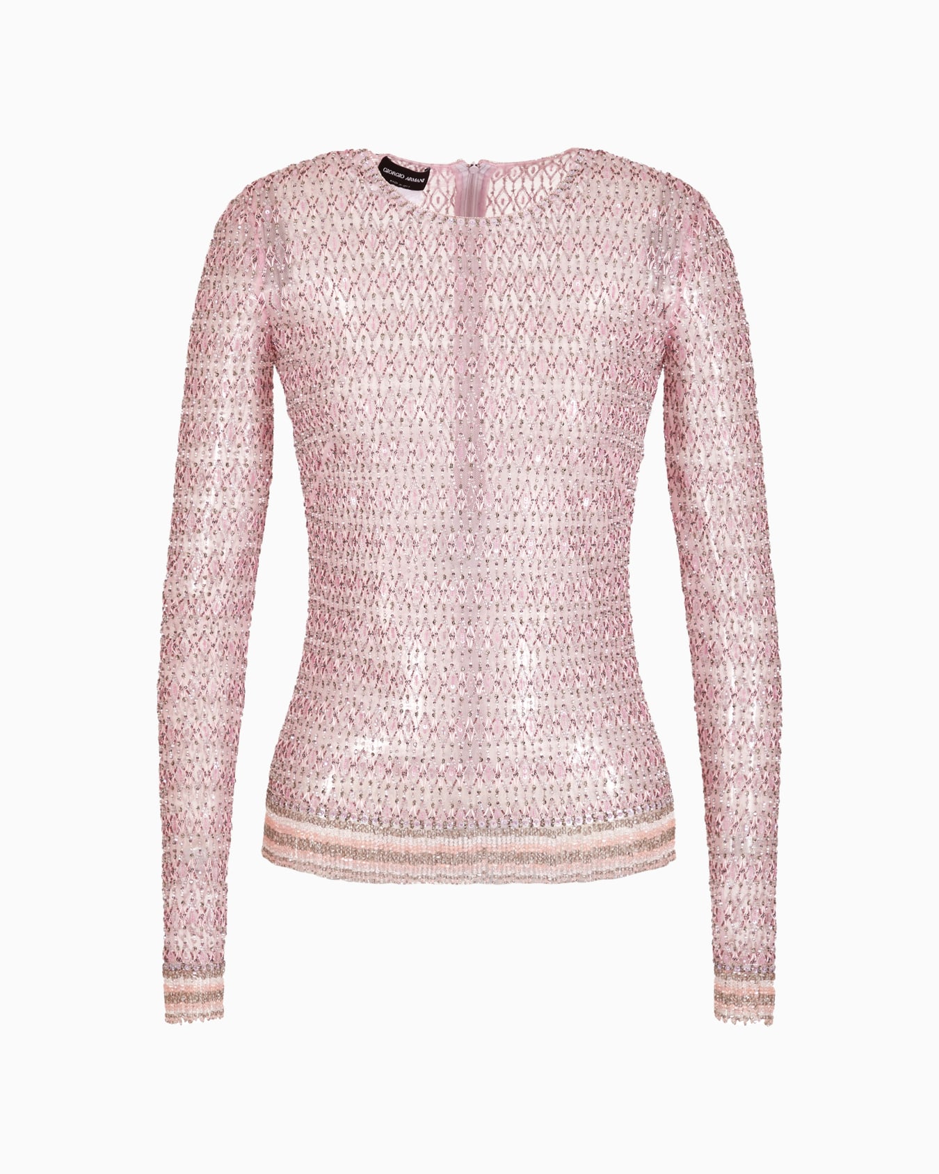 Crew-neck jumper in tulle with crystal embroidery Slide 0