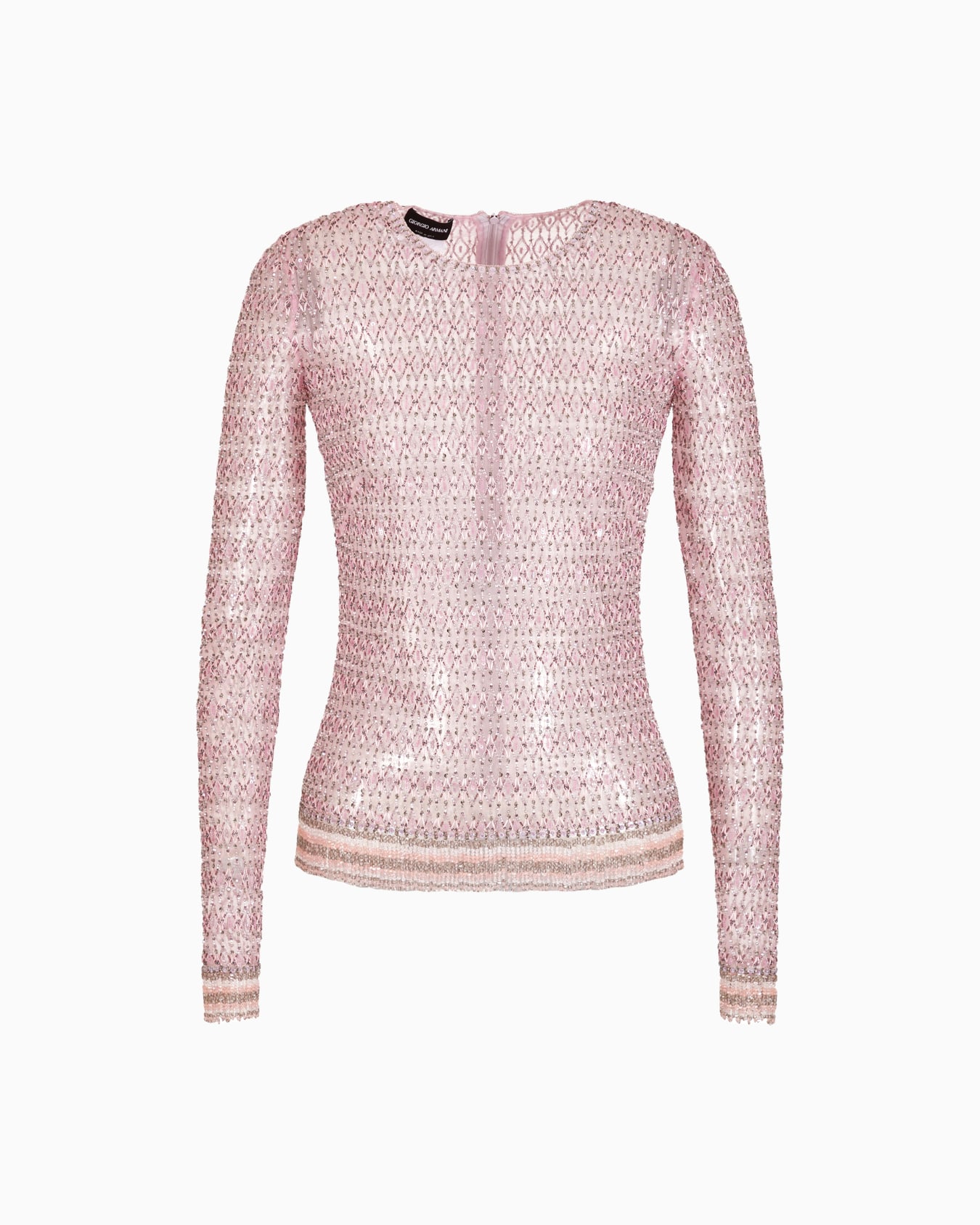 Crew-neck jumper in tulle with crystal embroidery Diapositiva 0