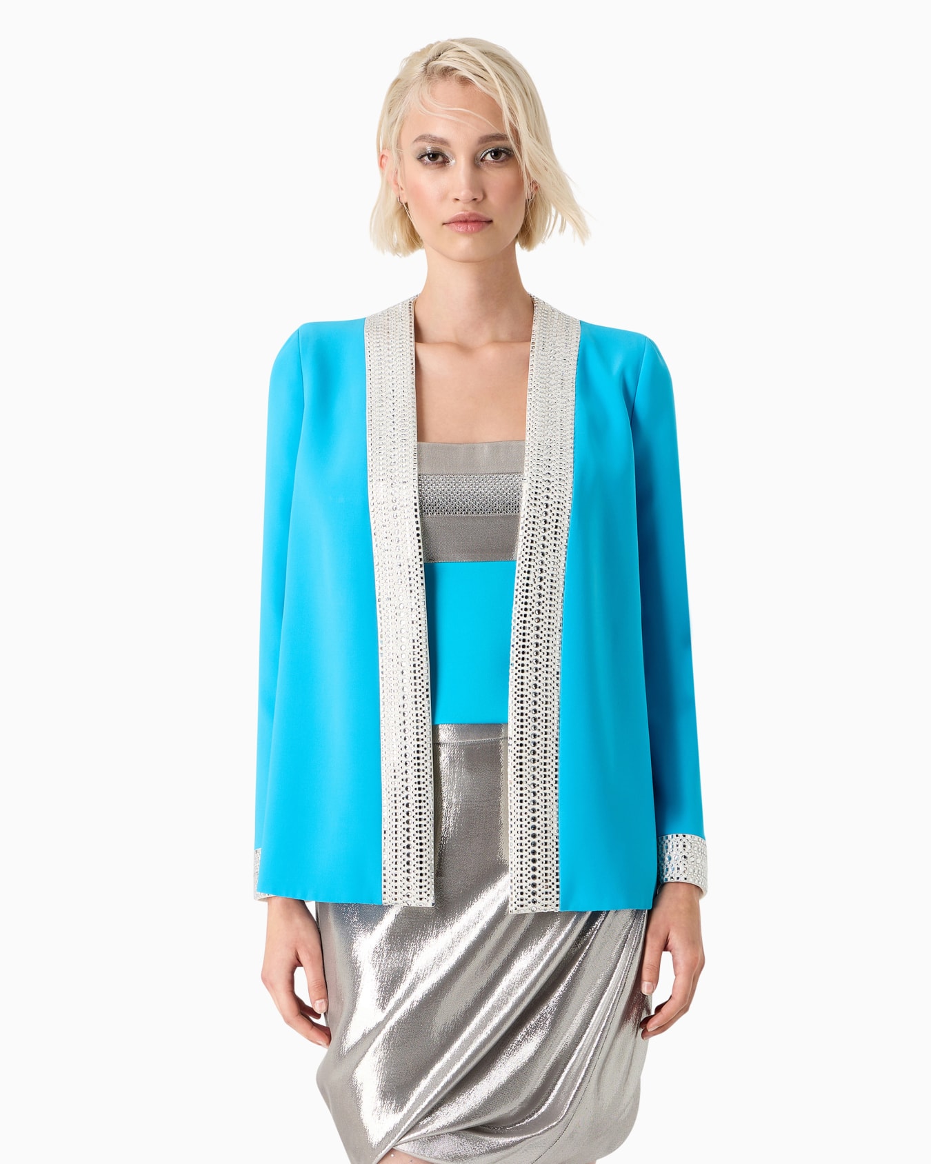 Embroidered silk open jacket Slide 1