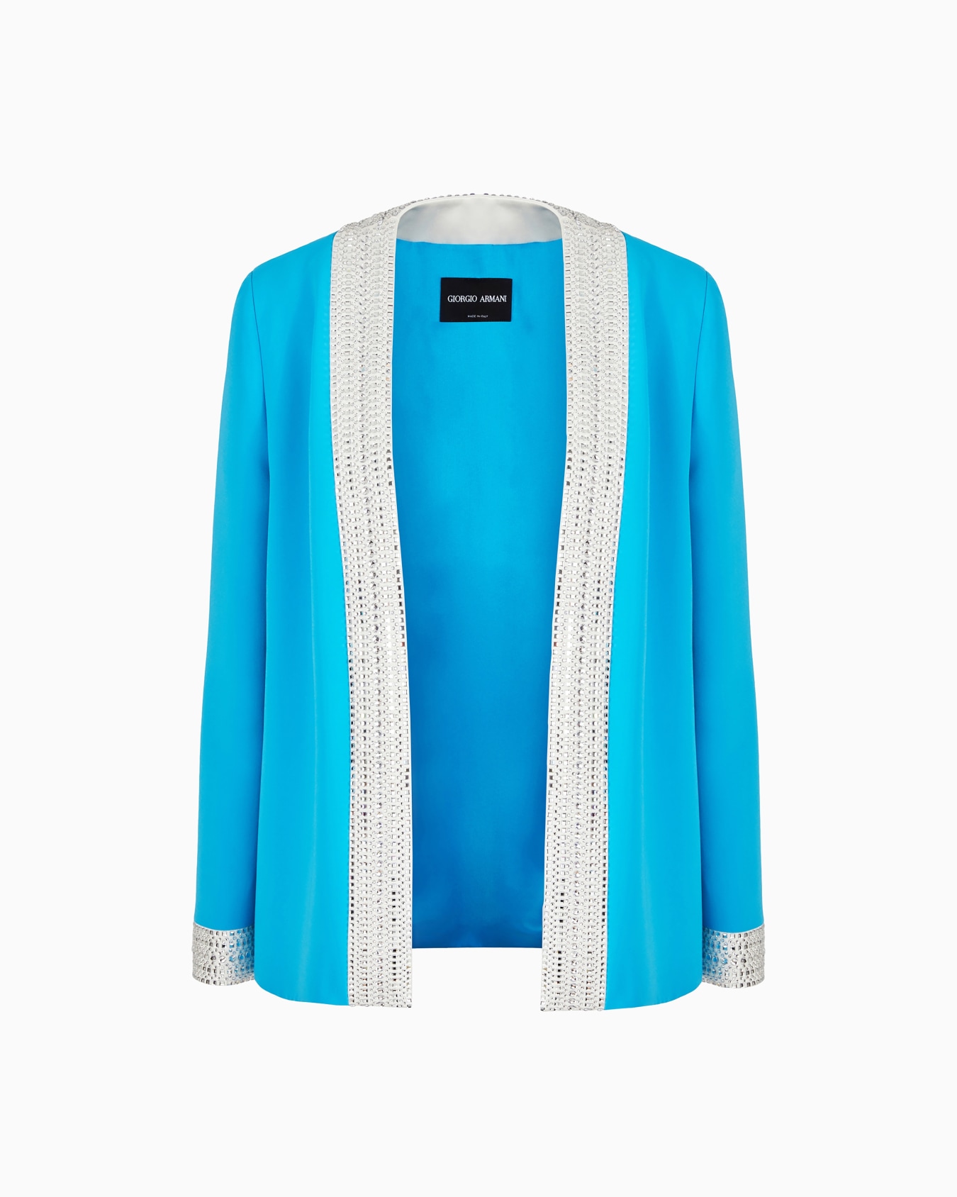 Embroidered silk open jacket Slide 0