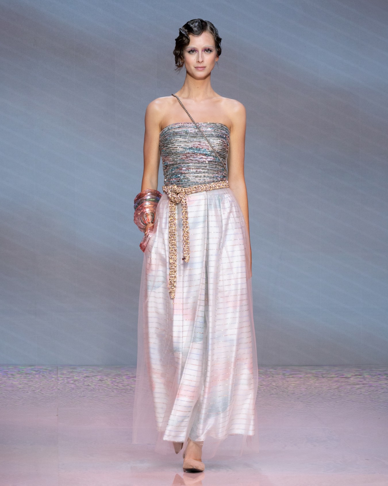 Long skirt with gradient print and rhinestones Slide 6