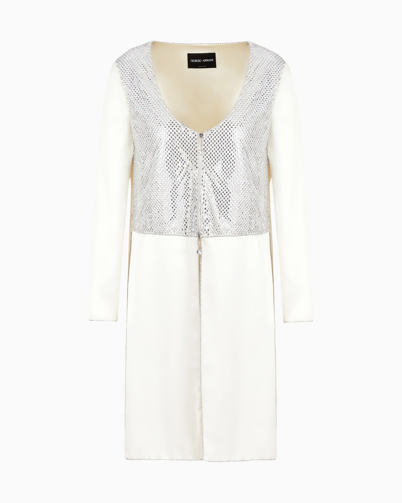Rhinestone-embroidered silk duster Slide 0