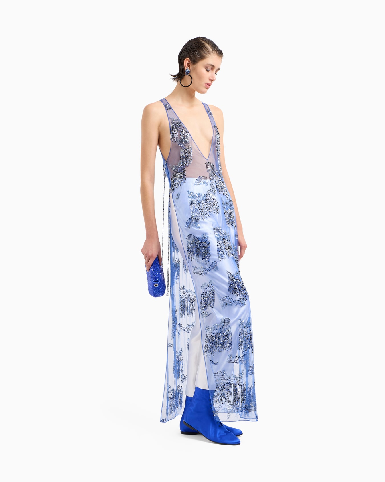 Embroidered tulle tunic-style dress Slide 1
