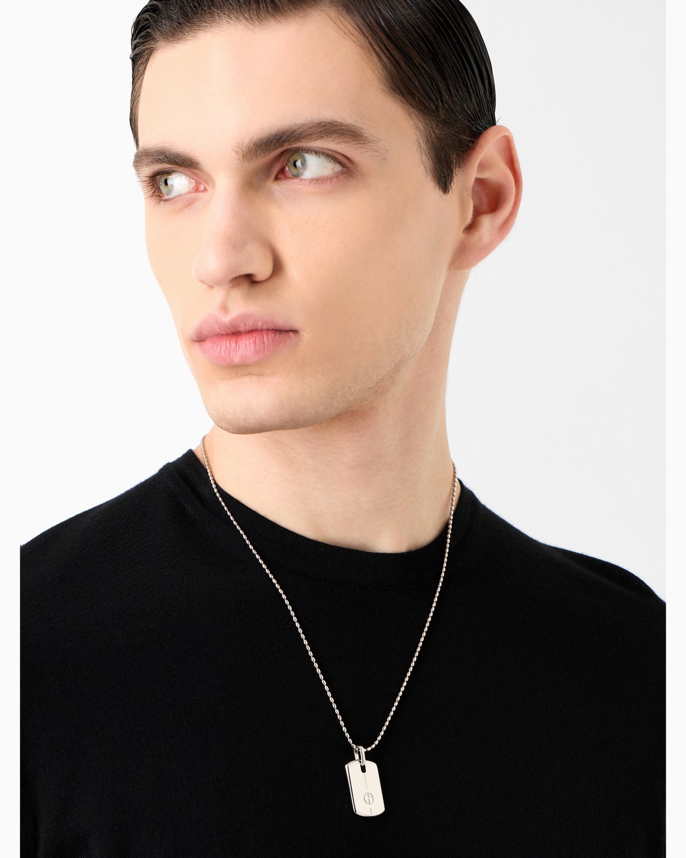 Collar de plata con placa con logotipo Diapositiva 2