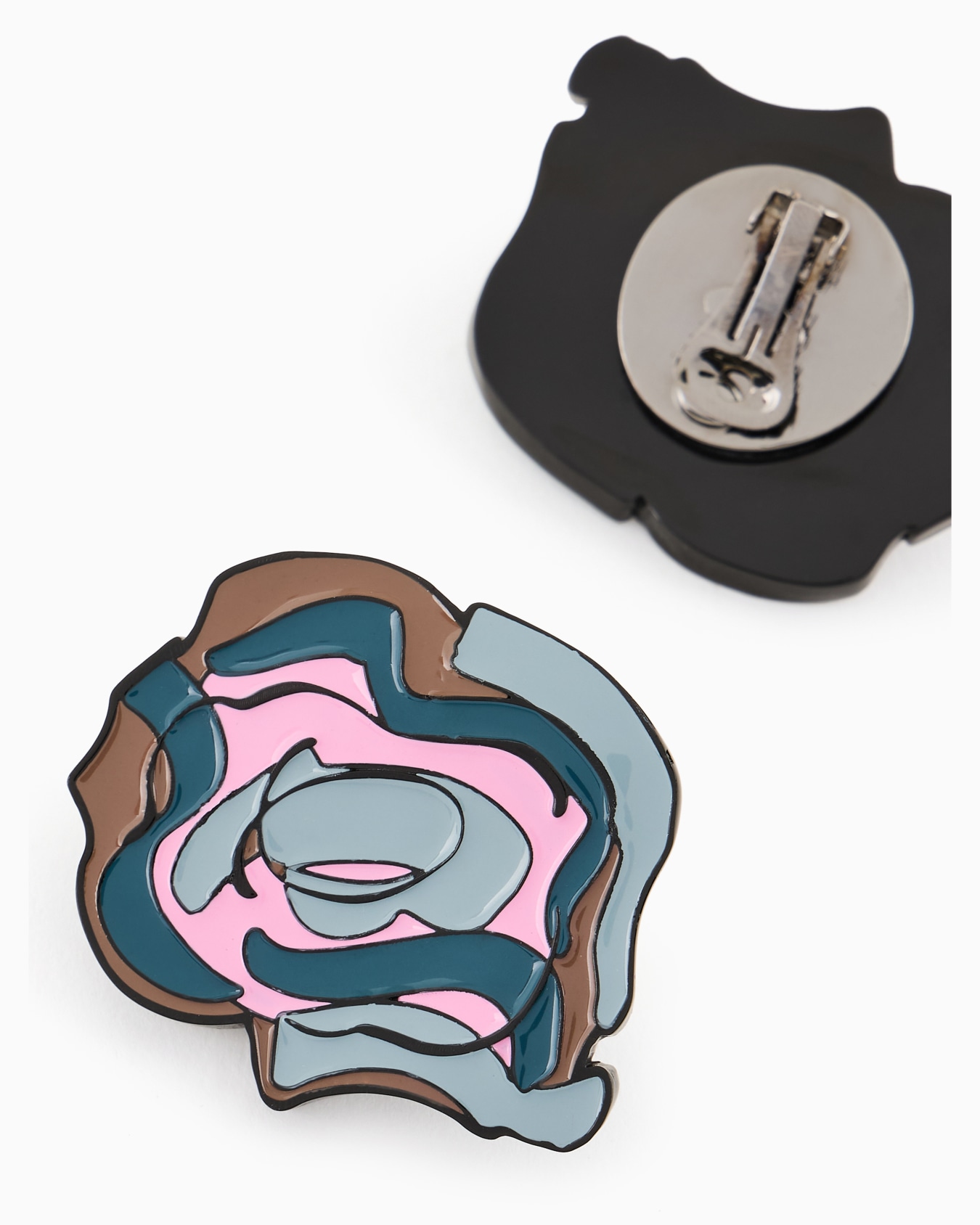 Enamelled-metal flower-shaped clip earrings Slide 1