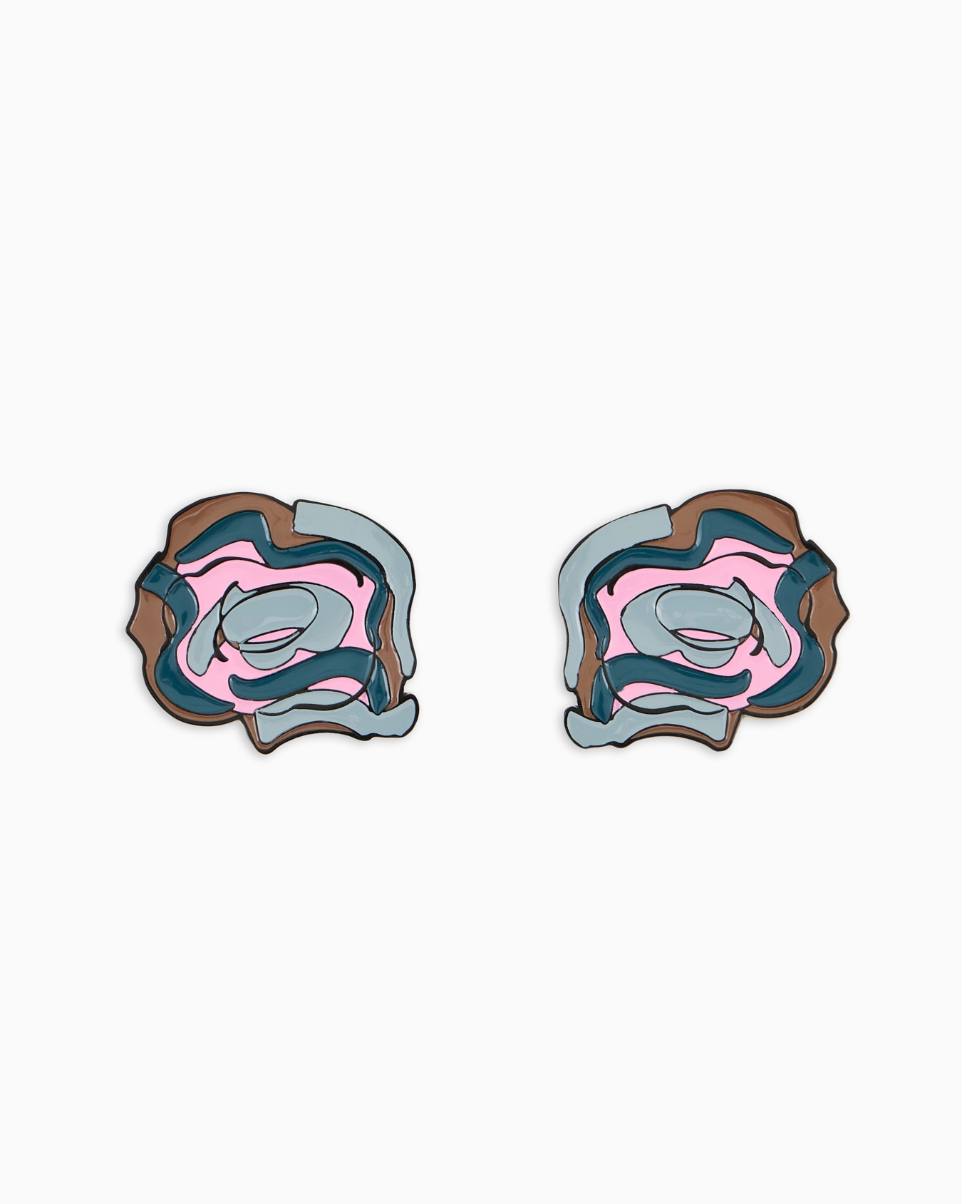 Enamelled-metal flower-shaped clip earrings Slide 0