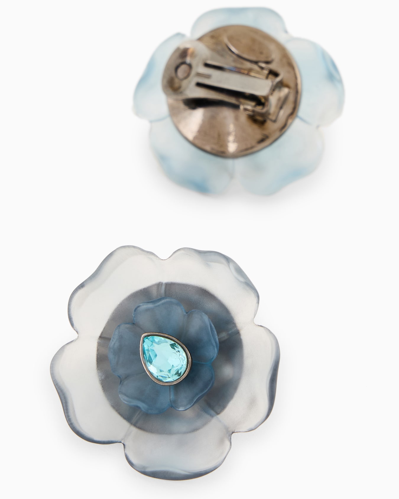 Flower-shaped resin clip earrings Slide 1
