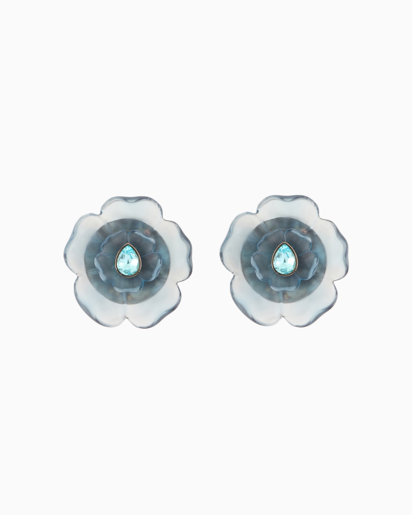 Flower-shaped resin clip earrings Slide 0