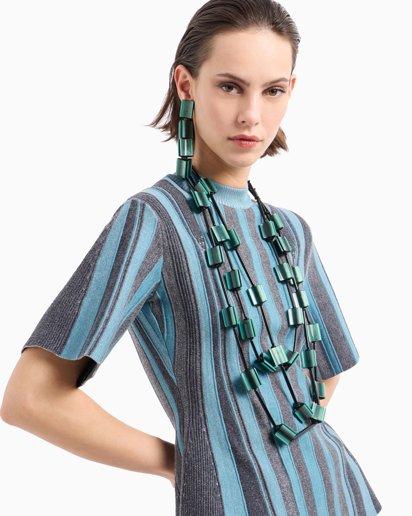 Multistrand necklace with resin components Slide 2