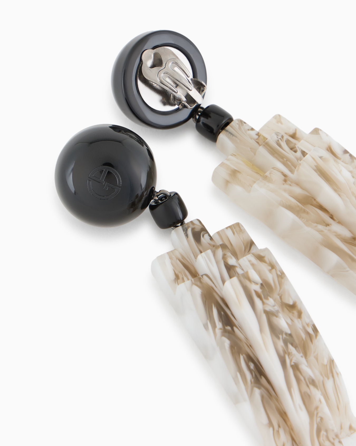 Variegated-effect resin clip-on pedant earrings Slide 1