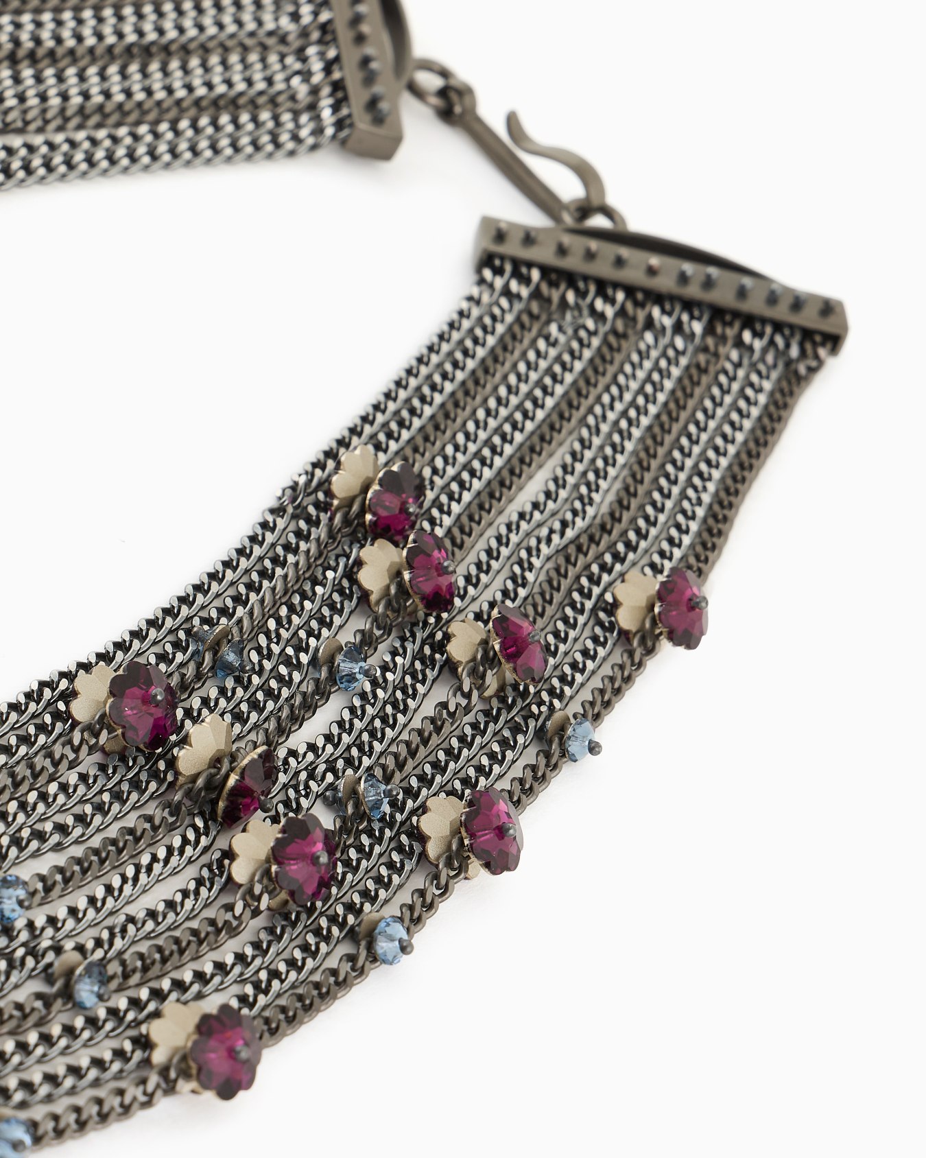 Mehrreihige Kette aus Metall mit Swarovski-Kristallen Folie 1