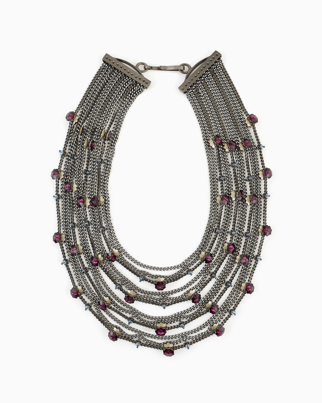 Mehrreihige Kette aus Metall mit Swarovski-Kristallen Folie 0