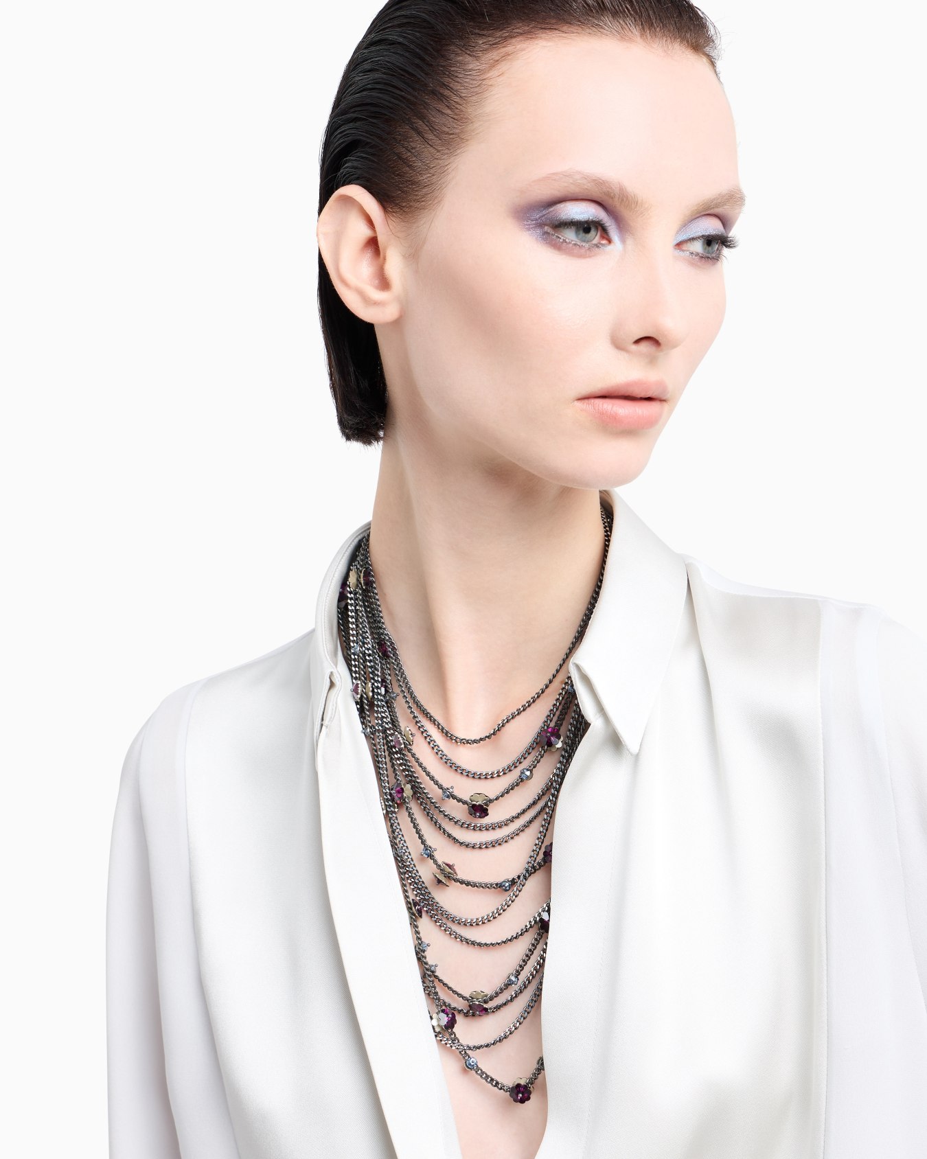 Mehrreihige Kette aus Metall mit Swarovski-Kristallen Folie 2