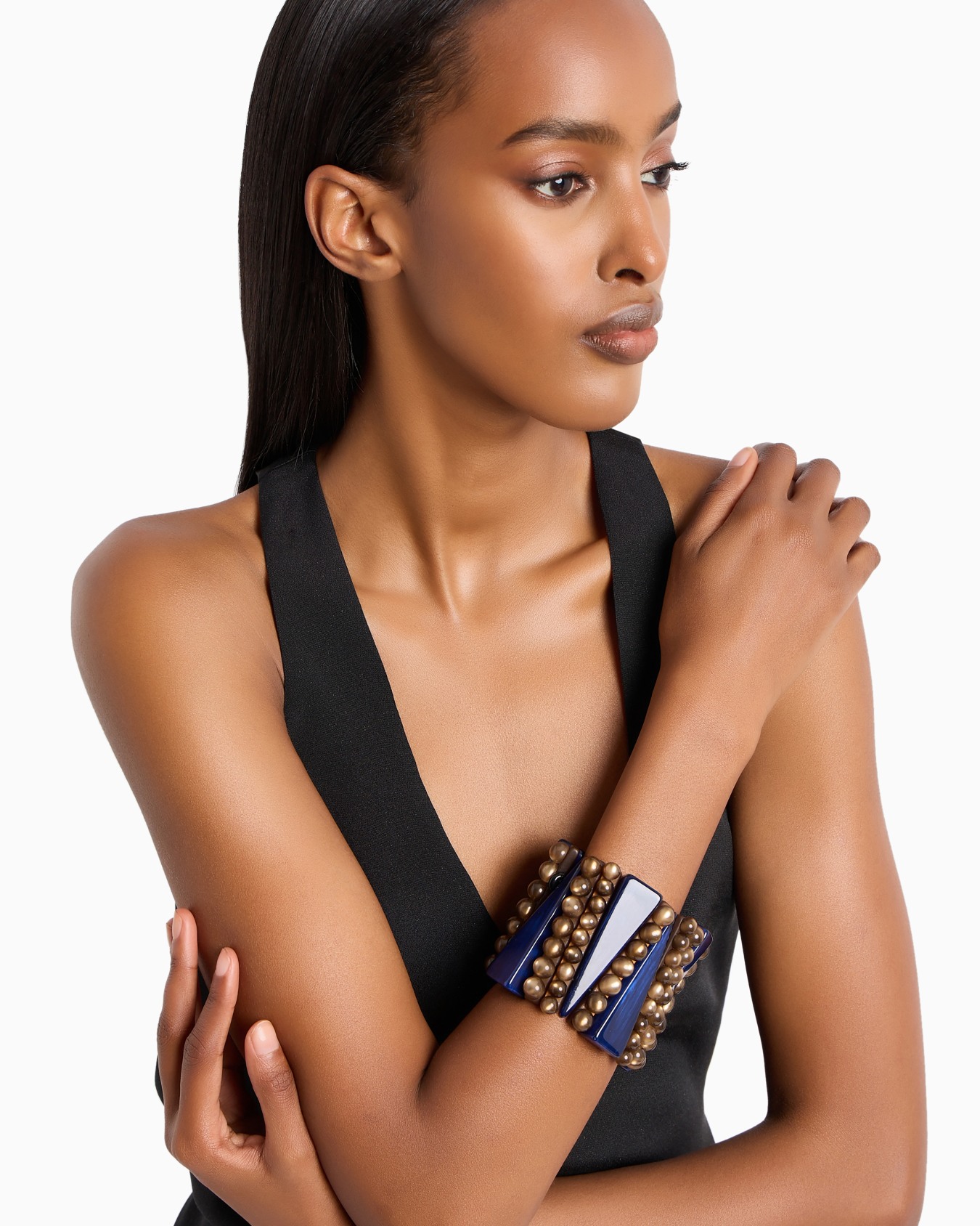 Pulsera elástica con esferas y elementos geométricos Diapositiva 2