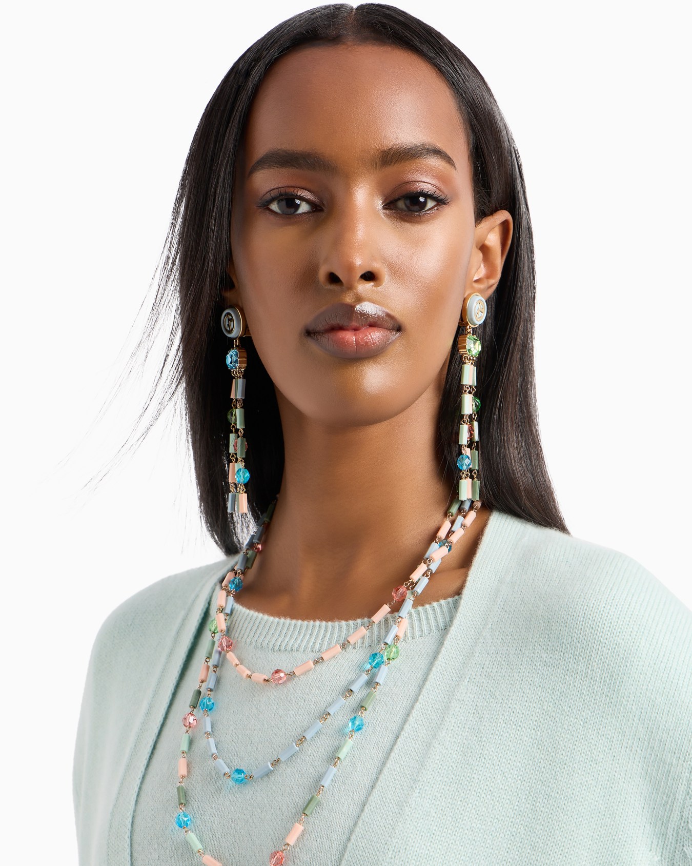 Collier multi-rangs en résine et cristal Diapositive 2