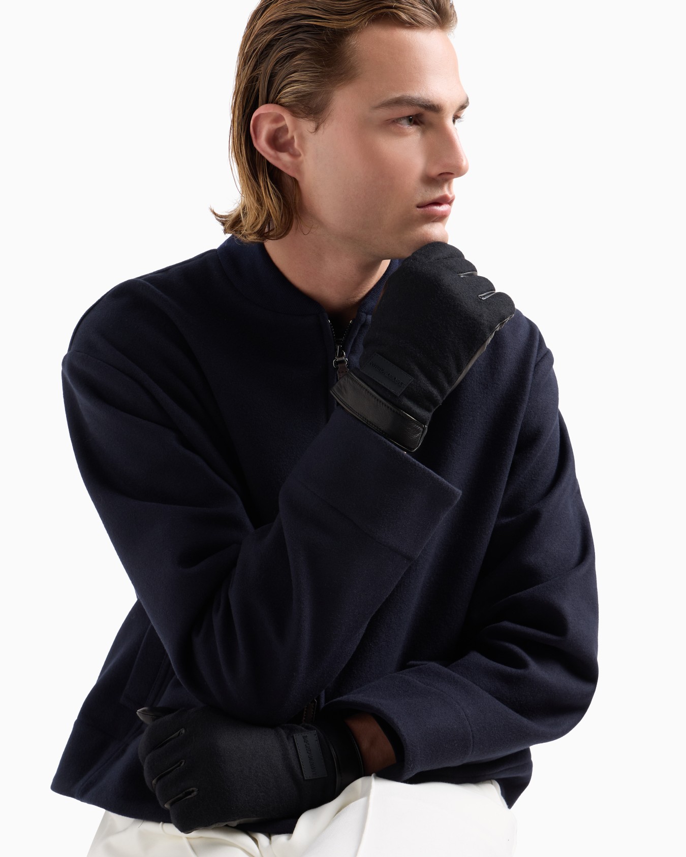 Gants en nappa et tissu de laine Diapositive 2