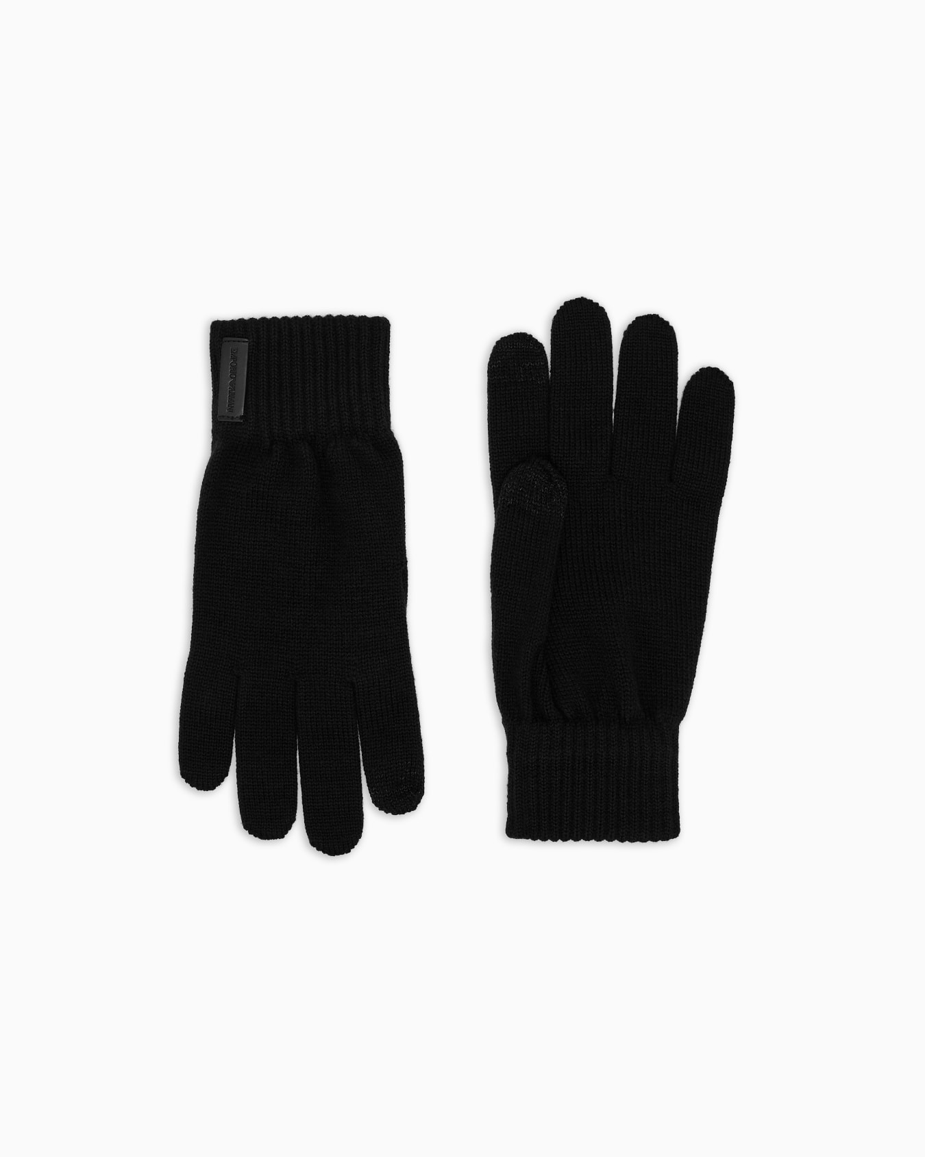 Plain-knit virgin wool touchscreen gloves Slide 0