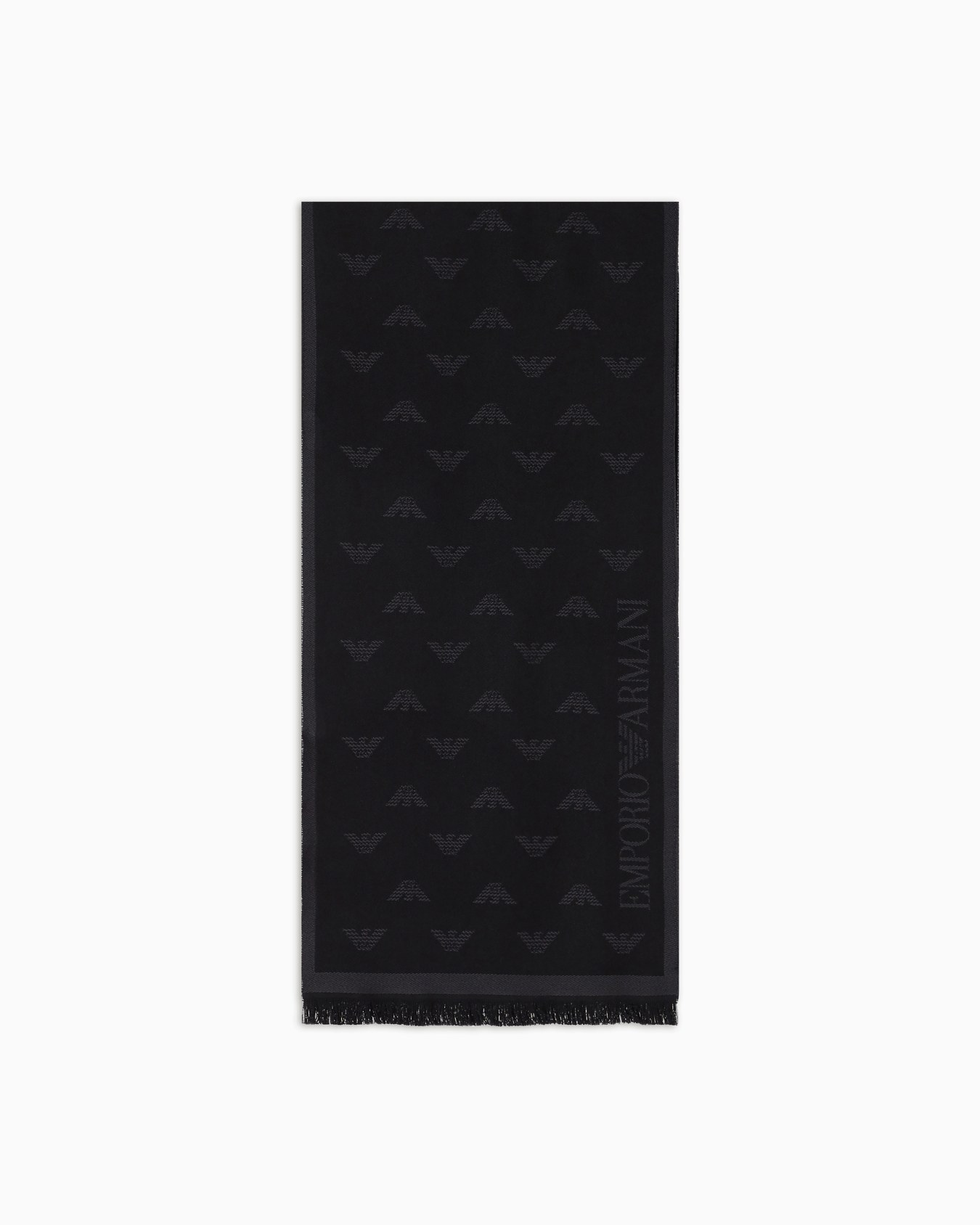 Wool scarf with all-over jacquard eagle Slide 0