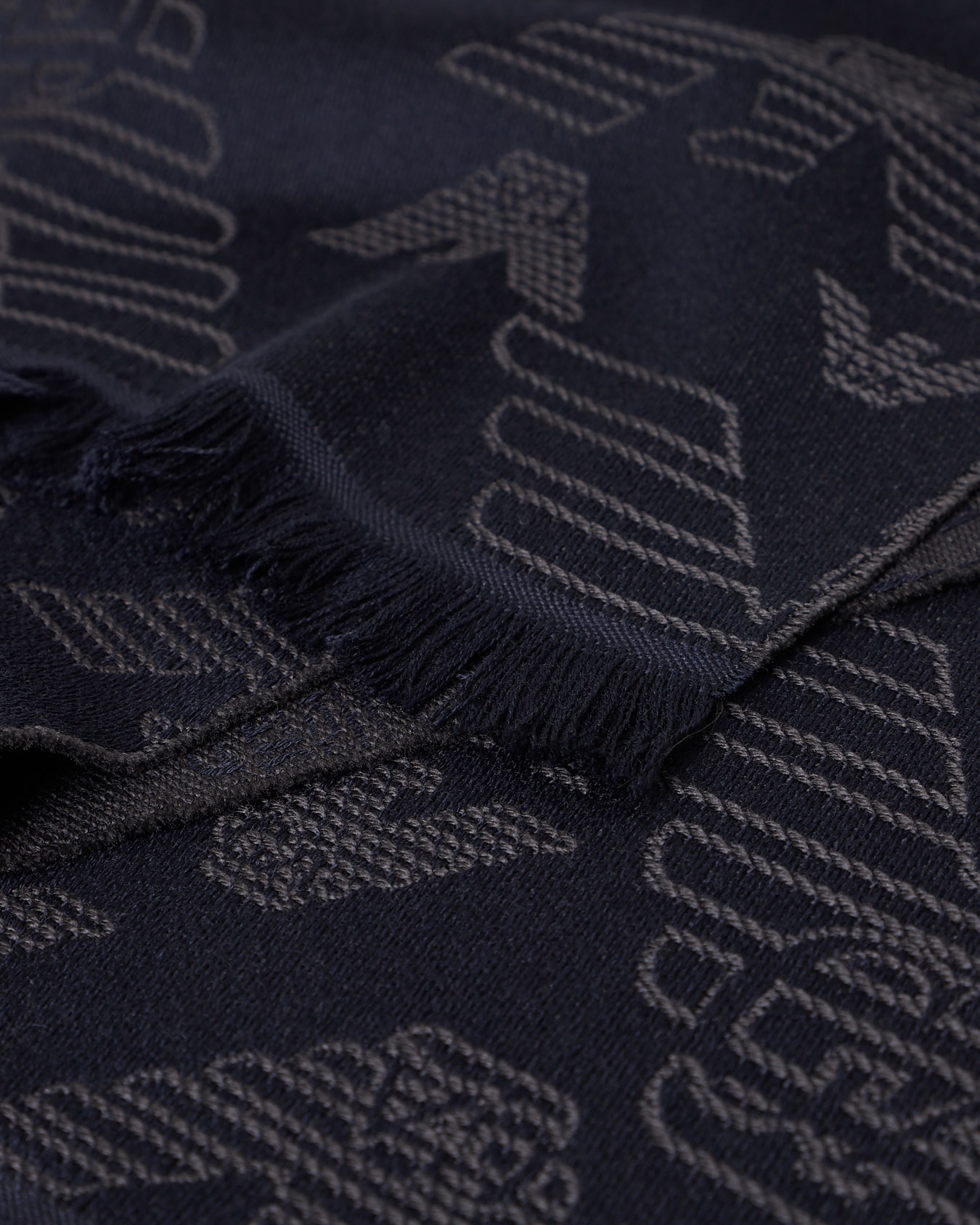 Wool scarf with all-over jacquard eagle Slide 1