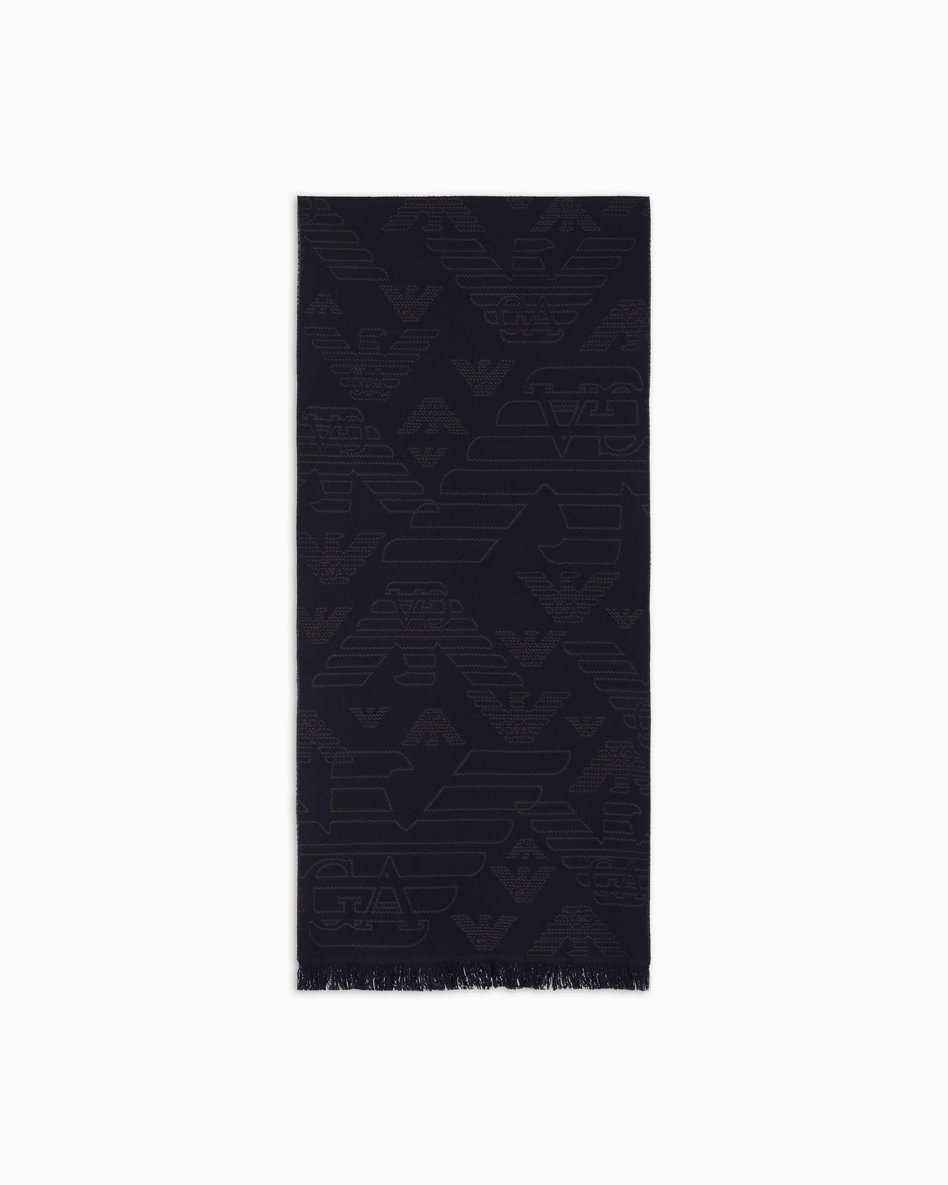 Wool scarf with all-over jacquard eagle Slide 0