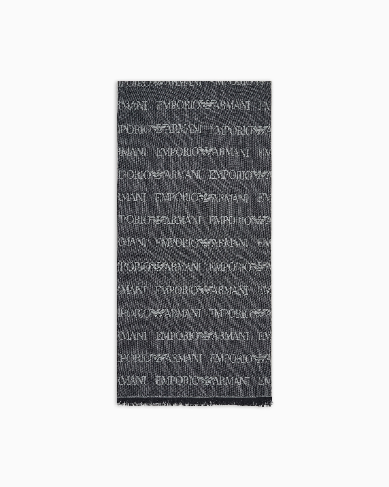 Schal aus Schurwollgemisch mit Logo-Lettering in Jacquard und Fransen Folie 0