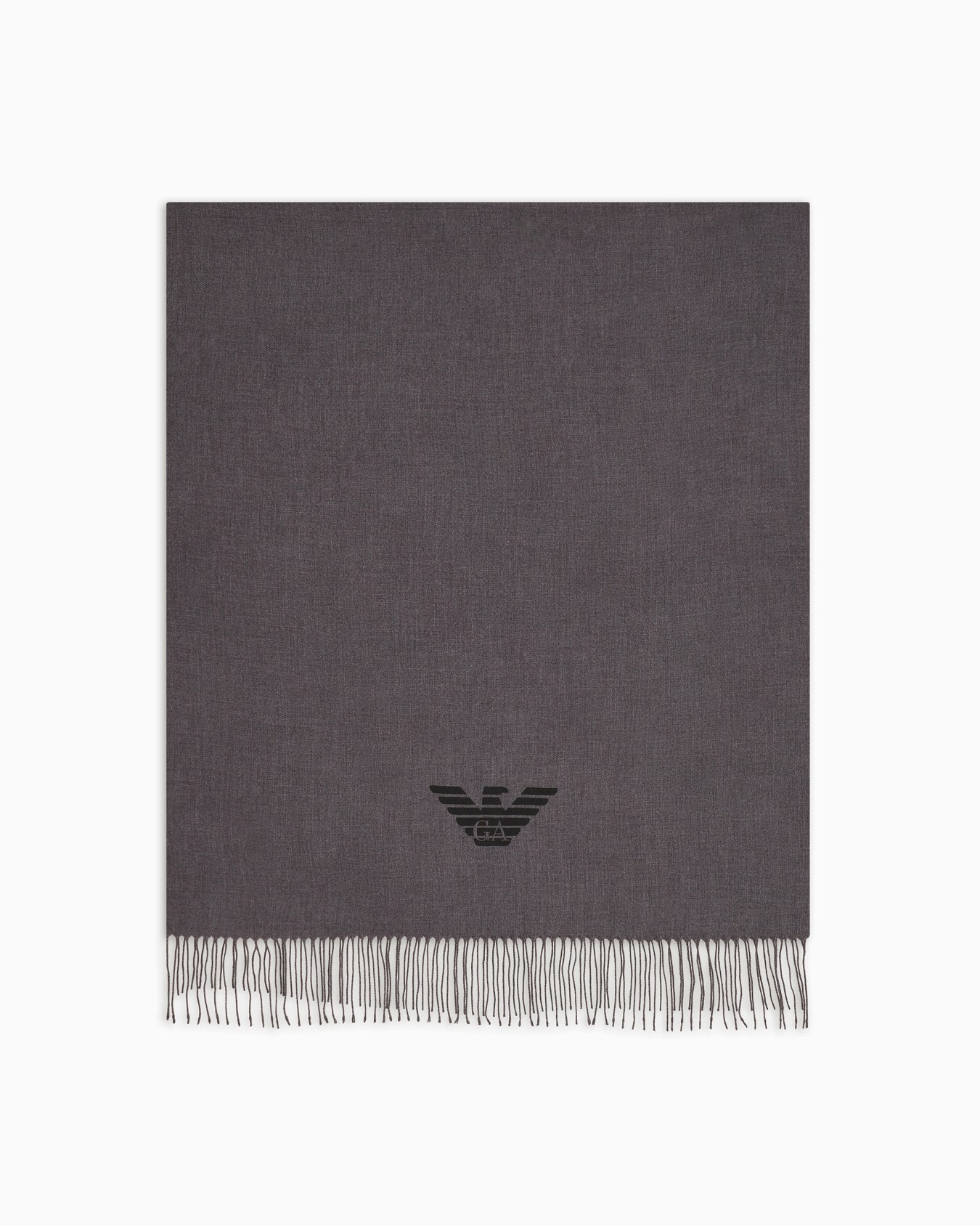 Fringed scarf with eagle print Slide 0