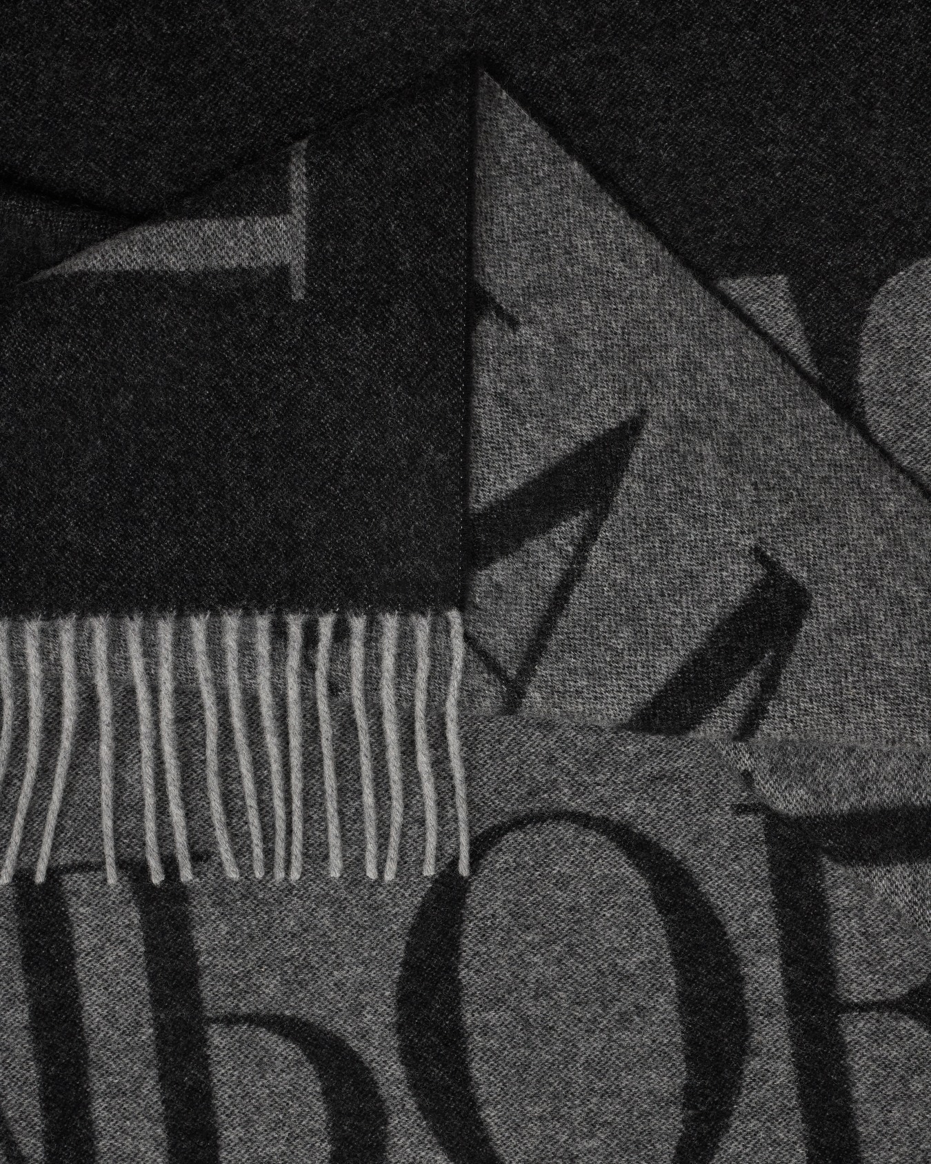 Double-faced oversized wool scarf with jacquard logo Slide 1