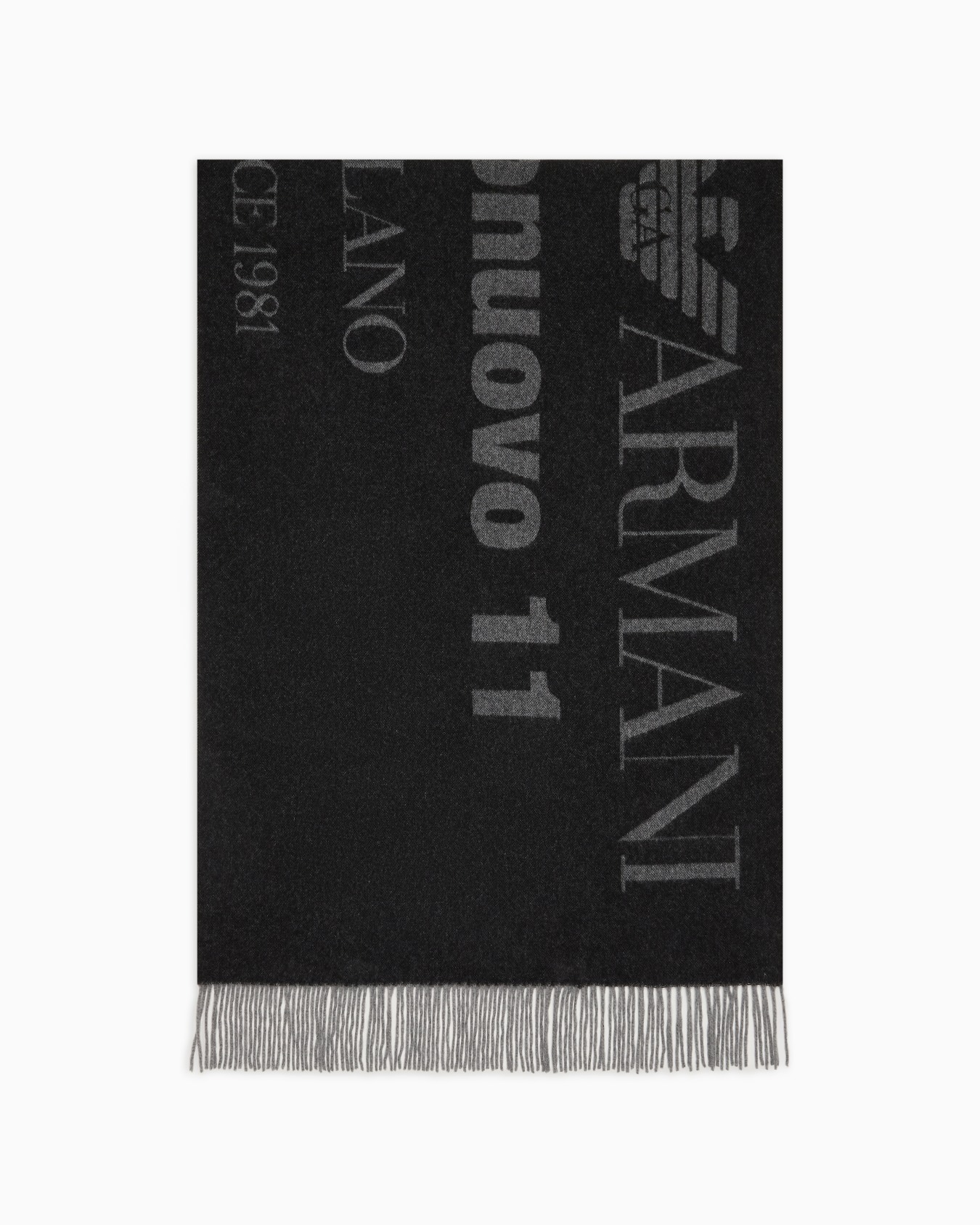 Double-faced oversized wool scarf with jacquard logo Slide 0