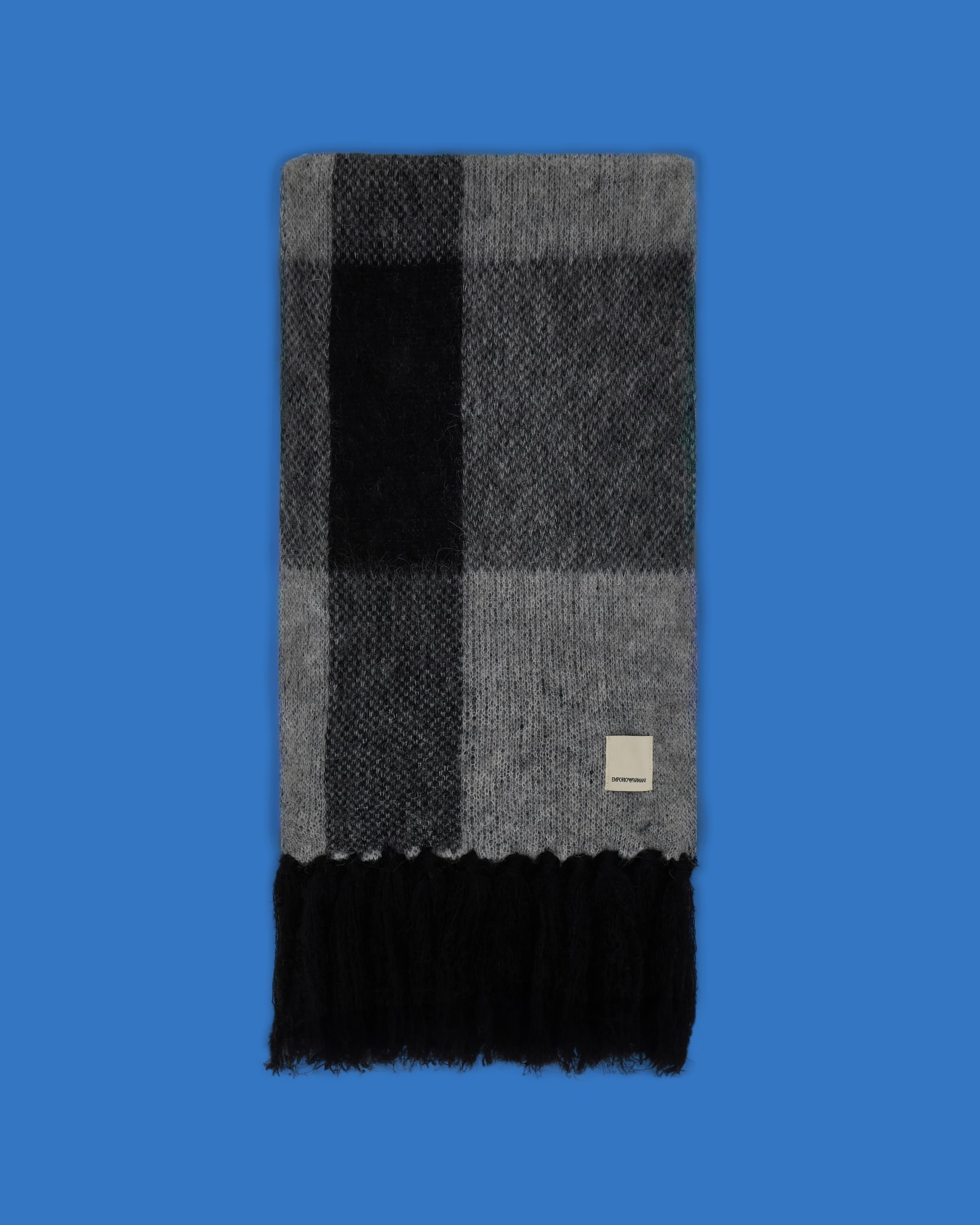 ASV Black Blue capsule collection checked alpaca-blend scarf Slide 0